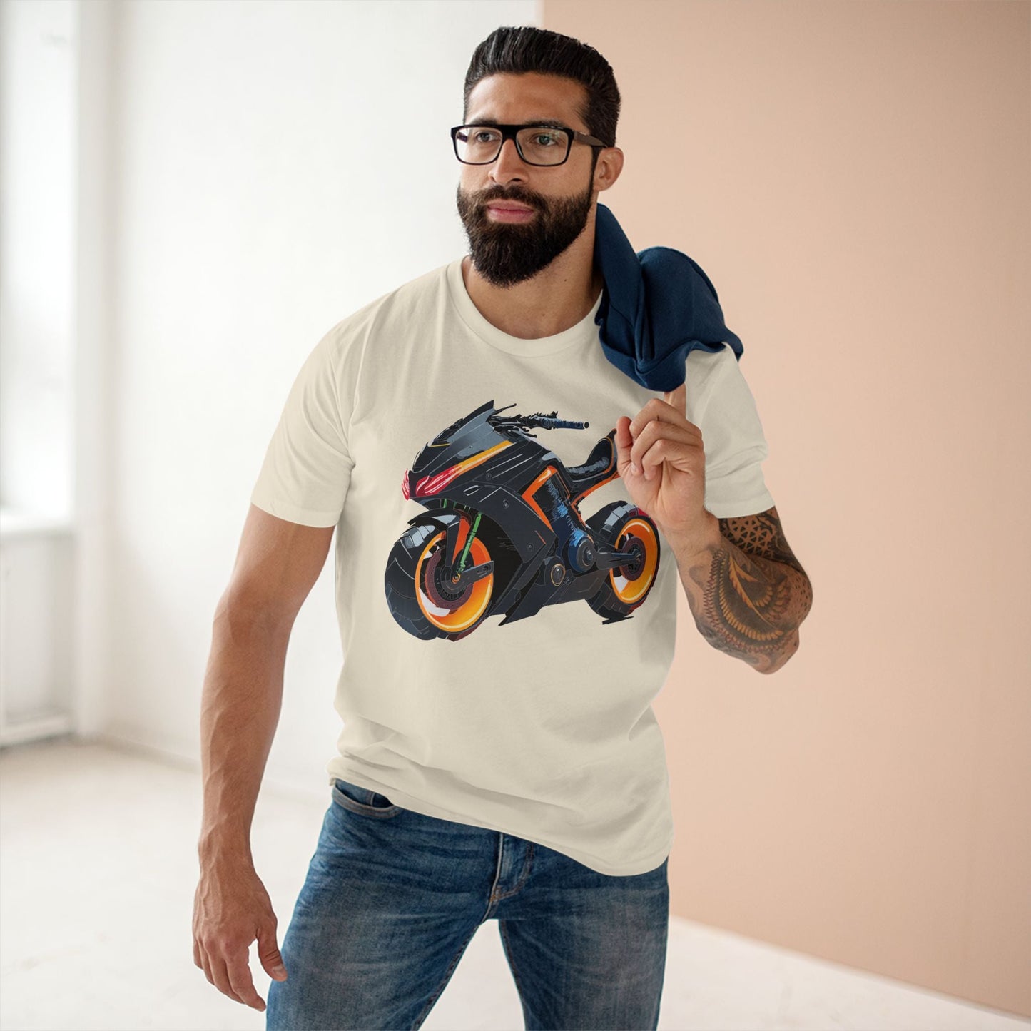 Moto Bike Graphic Unisex 100 Cotton Staple Tee 10