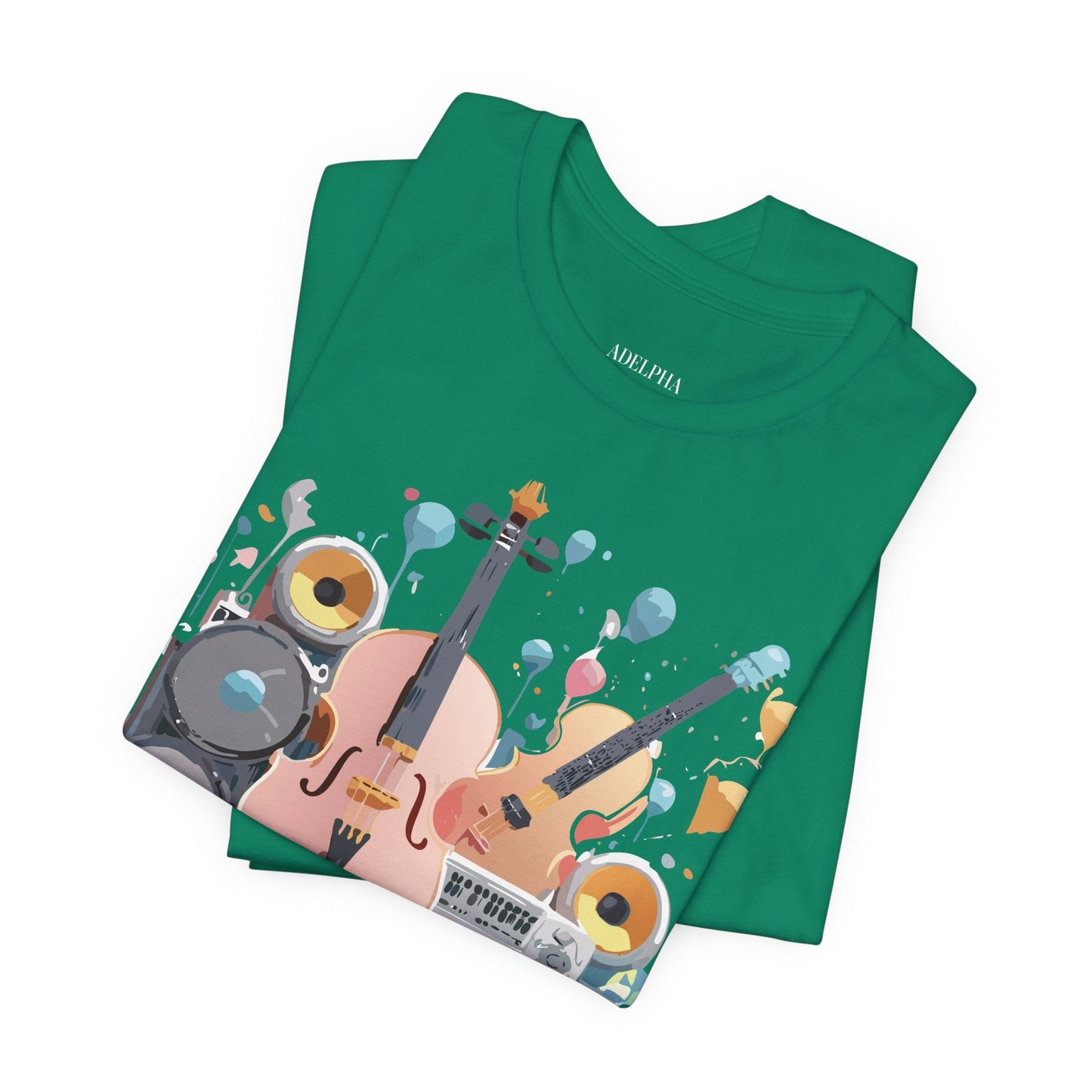 Music Graphic Unisex 100 Cotton Vintage Art with Musical Elements Tee 90