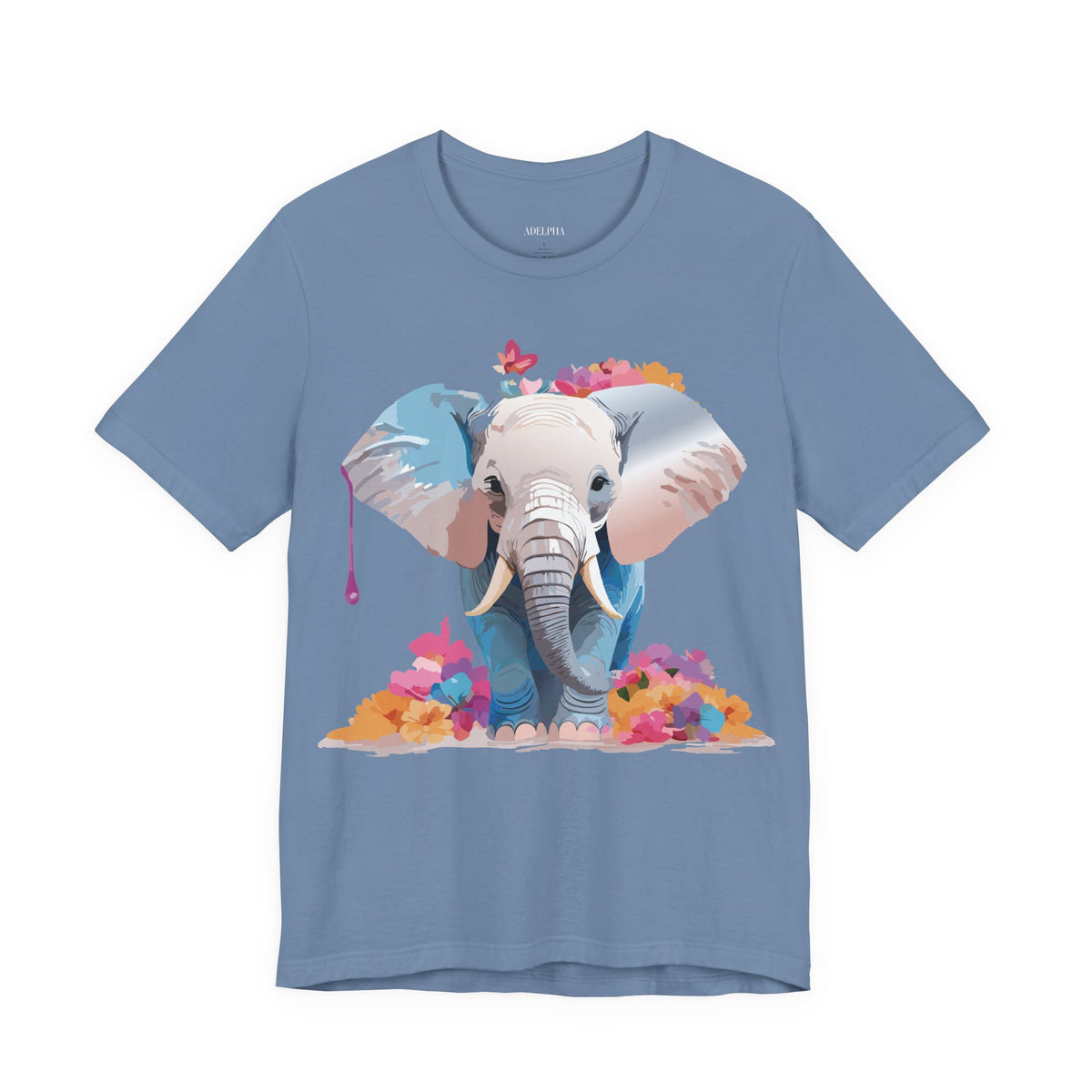 Elephant Graphic Unisex Cotton Bella+Canvas Tee with Art Animal Design e128