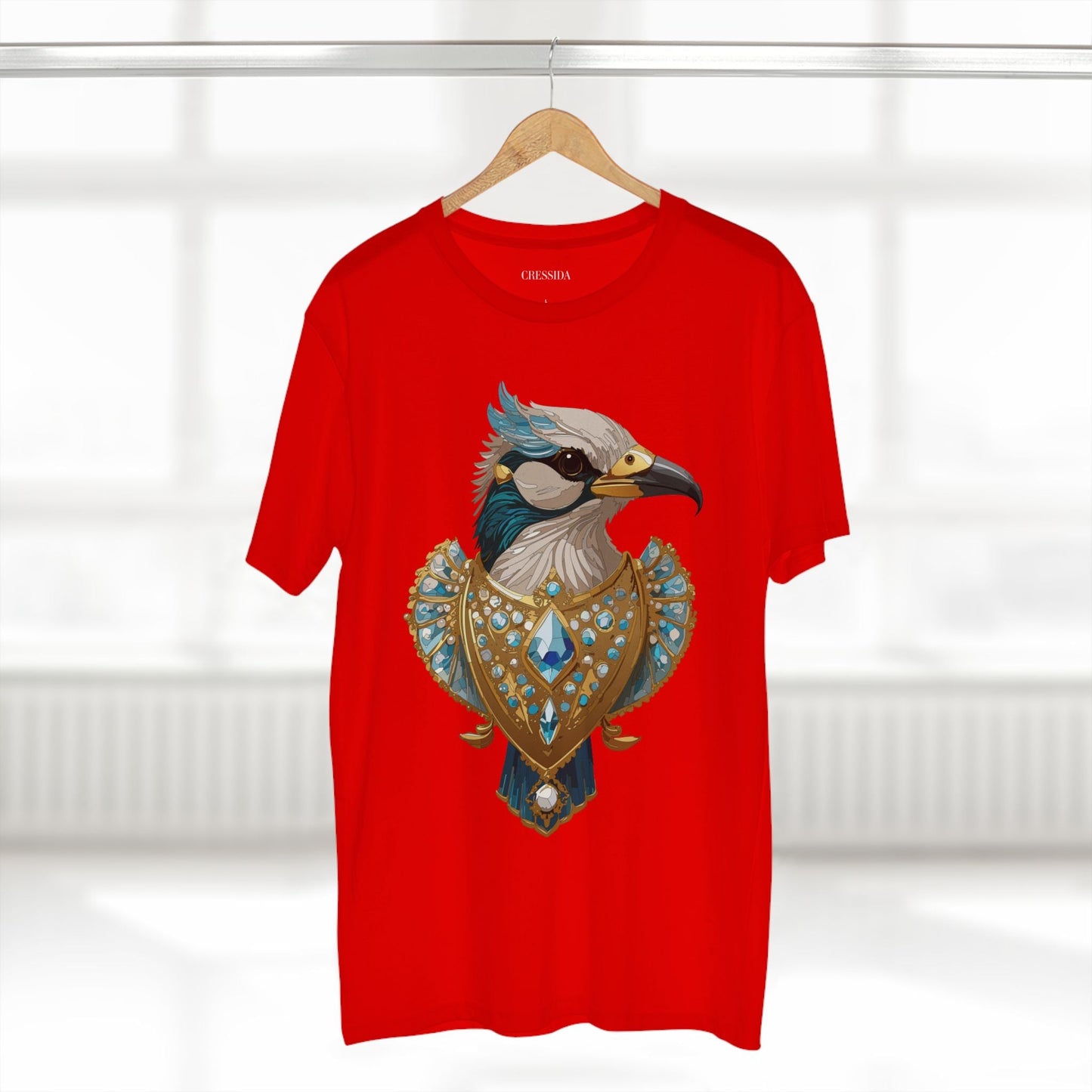 Bird Graphic Unisex 100 Cotton Tee With Unique Animal Golden Medallion Art Design 17