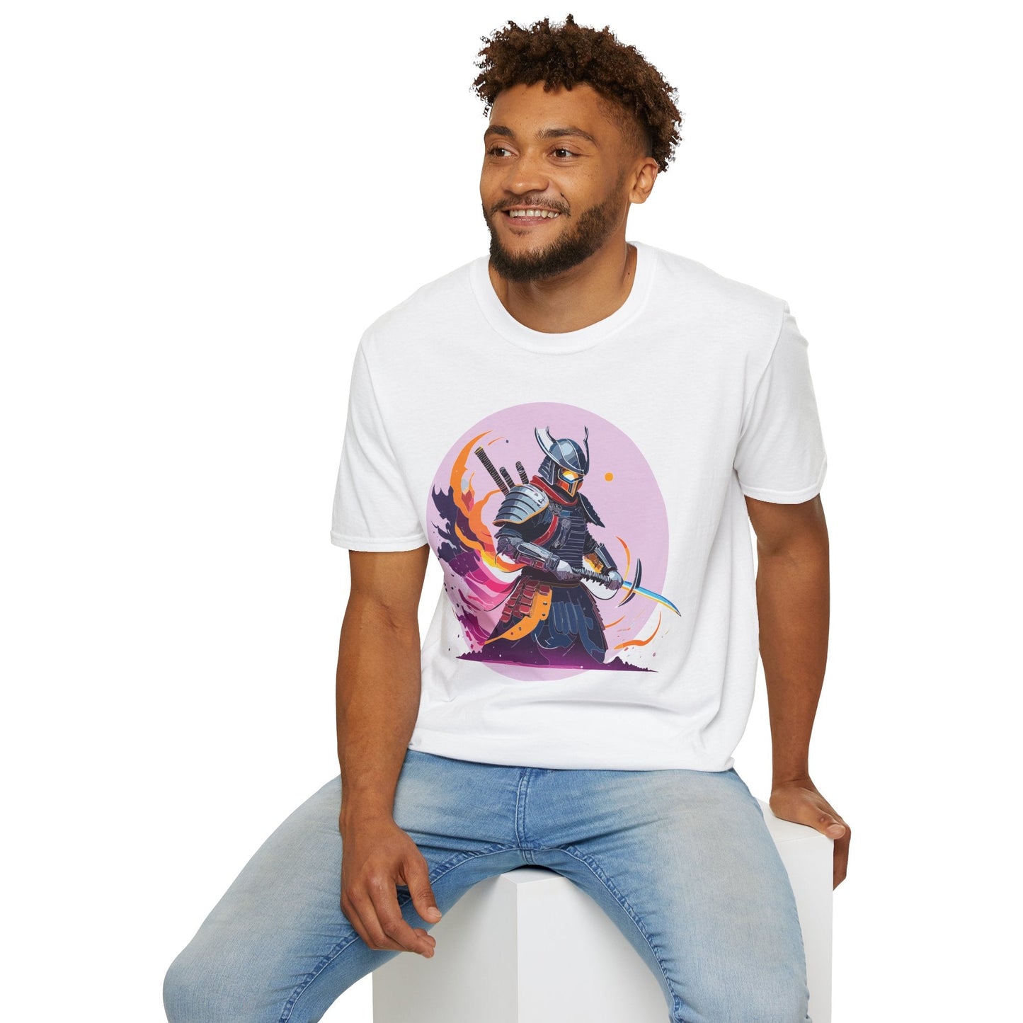 Samurai Shirt Unisex Short Sleeve Tee With Samurai Print Softstyle Gildan 64000 Ring Spun Cotton
