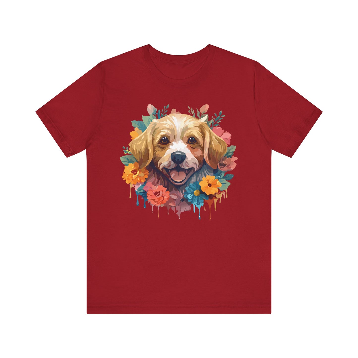 Floral Dog Tee, Animal Shirt, Dog Shirt, Floral Tee, Flower T-shirt, T-Shirt with Animal, Summer Top with Art Design