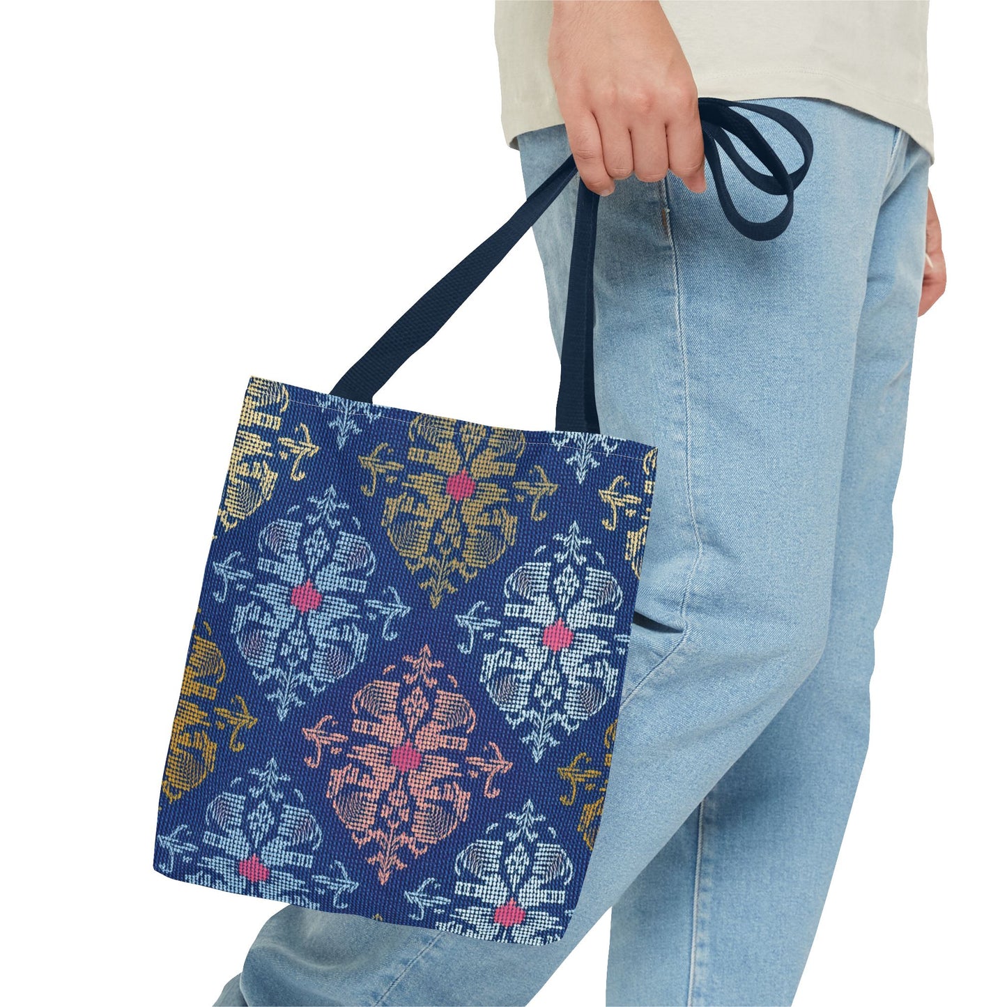 Denim Fabric Imitation Print Unisex Canvas Bag Poly Spun 3 Sizes Tote Bag 157