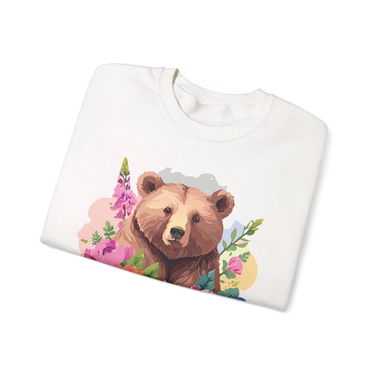 Unisex Floral Bear Sweatshirt With Art Design Animals Print Graphic