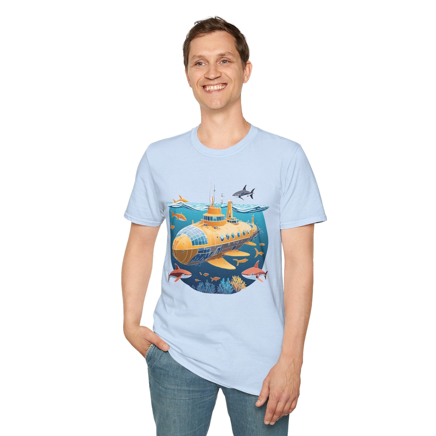 Ocean Themed Unisex Softstyle T Shirt 100 Percent Ring Spun Cotton U Boat Design Tee Everyday