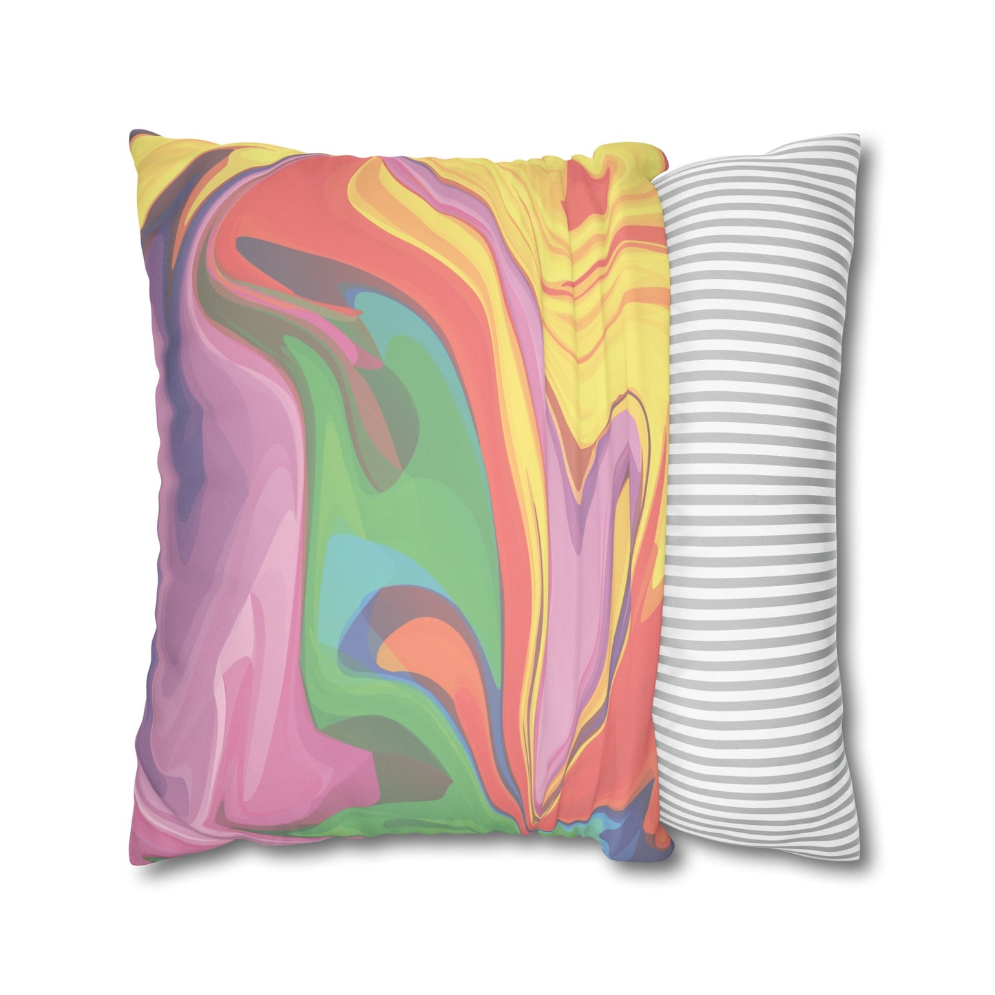 Faux Suede Pillowcase with Abstract print