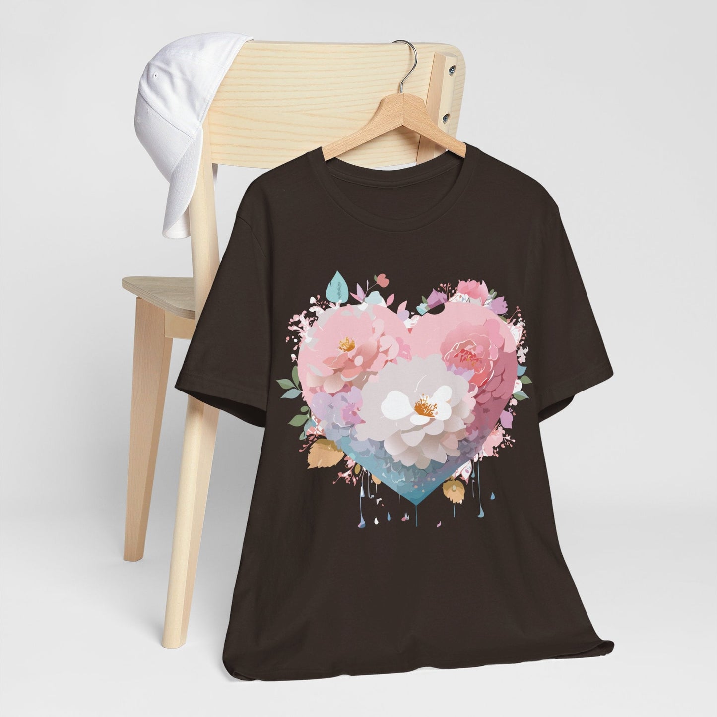 Valentine Day Graphic Unisex 100 Cotton Vintage Artwork with Love and Flower Design Tee 34