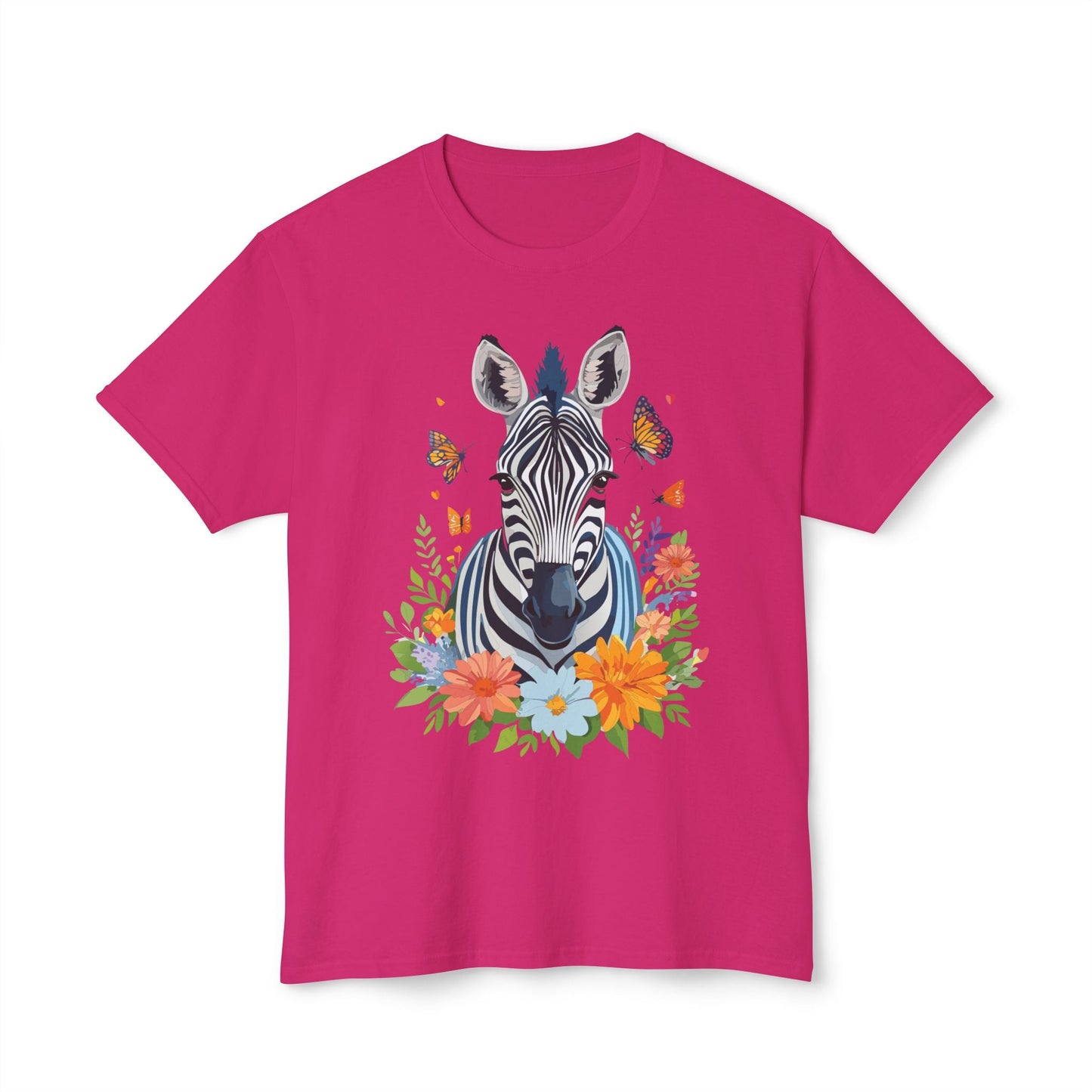 Zebra Art Print T Shirt Unisex Cotton Tee With Floral Design Vintage Zebra Theme