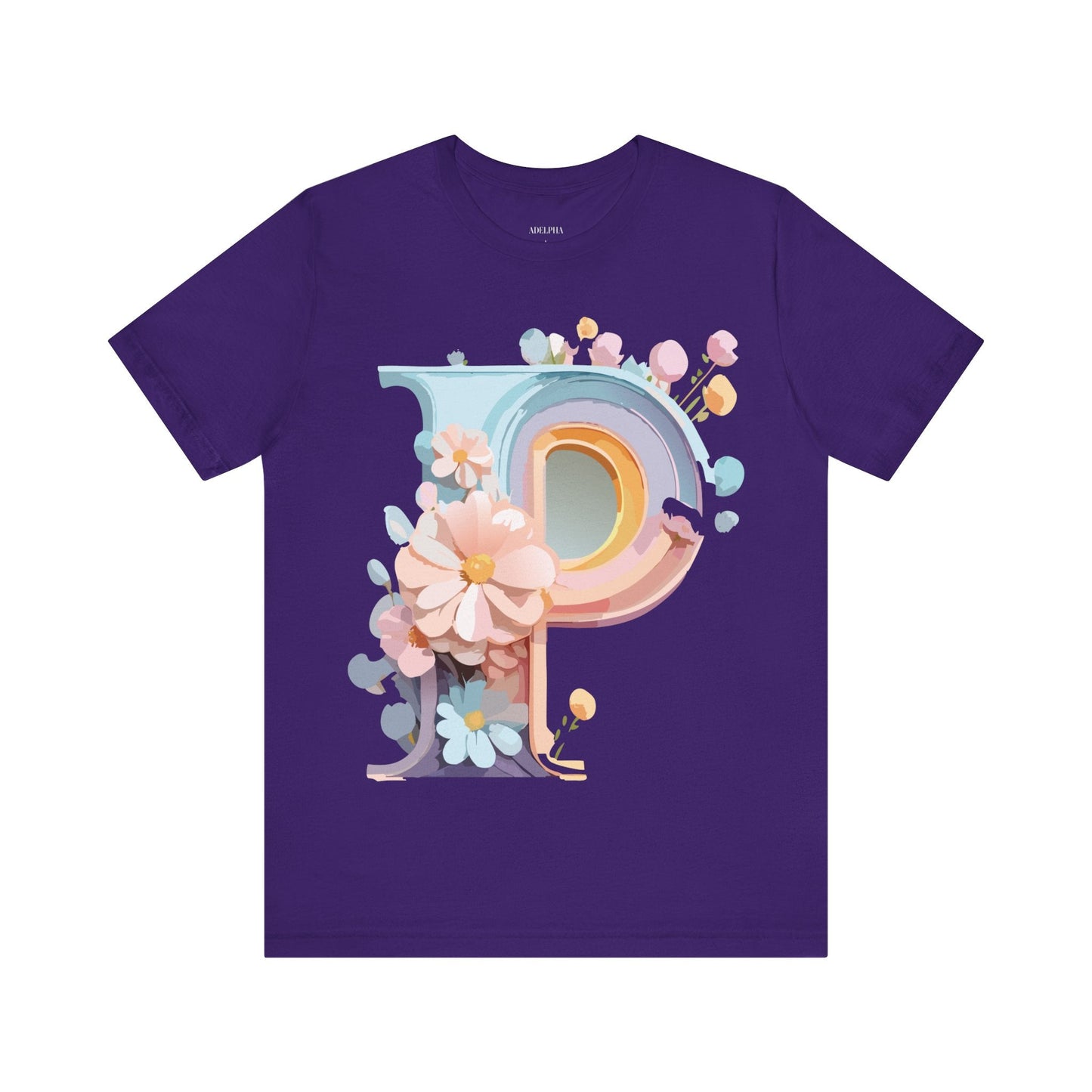 Letter P Shirt Graphic Tee Unisex Short Sleeve Vintage Inspired Art From Adelpha