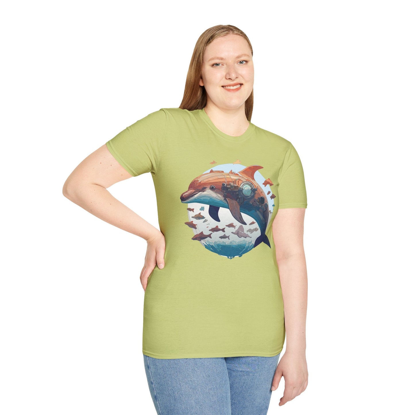 Unisex Dolphin Shirt Softstyle Tee Gildan 64000 Ring Spun Cotton Animal Graphic Design