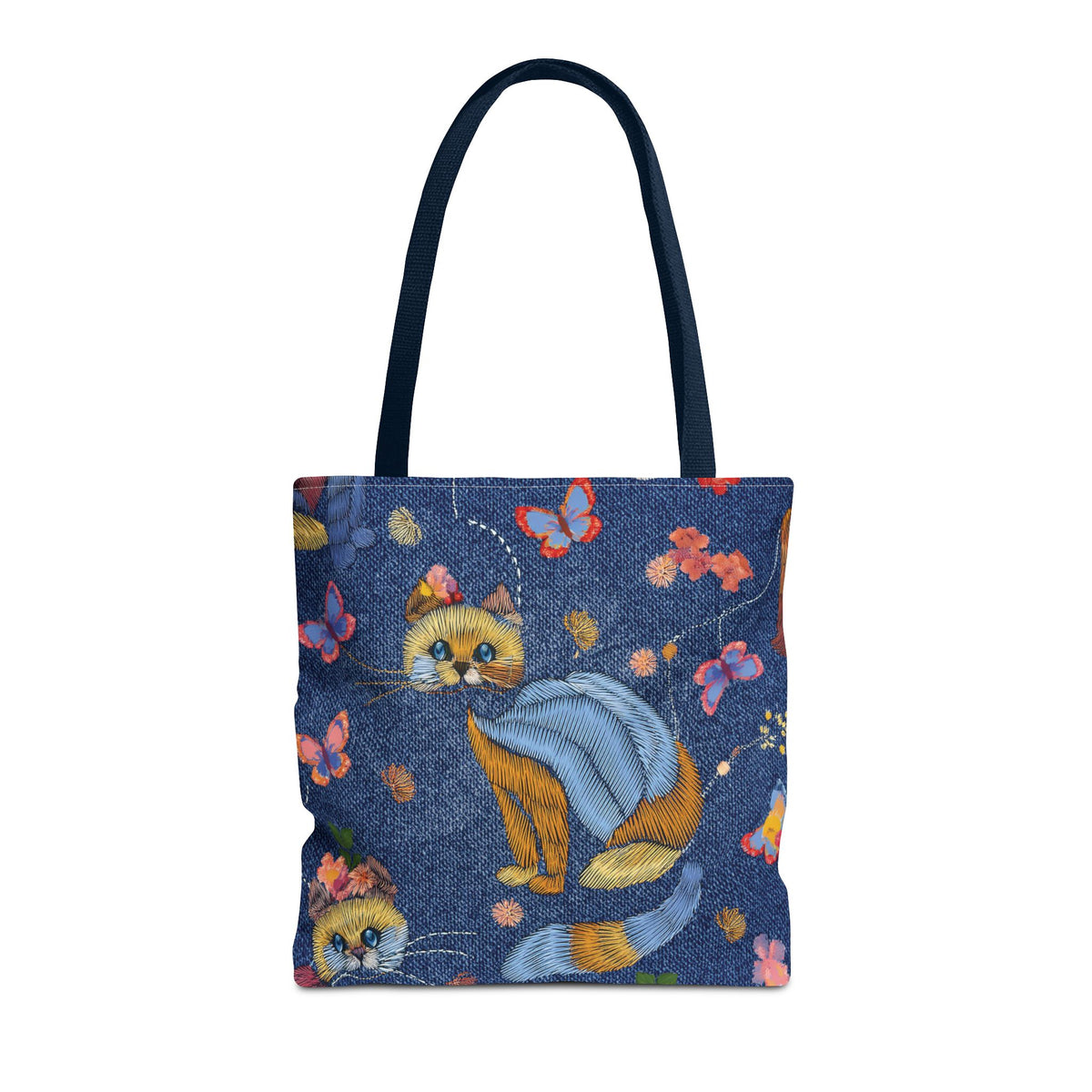 Denim Fabric Imitation Print Unisex Canvas Bag Poly Spun 3 Sizes Tote Bag 190-14