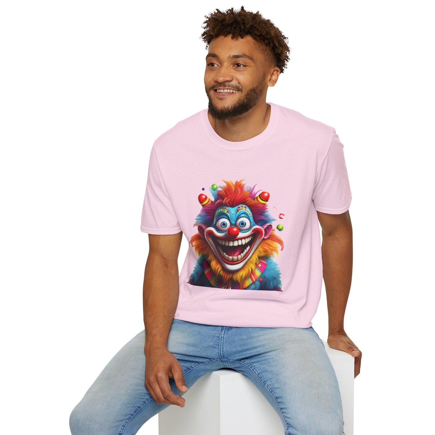 Clown Themed Unisex T Shirt Funny Man Circus Scary Man Tee Gildan Softstyle 64000 Cotton
