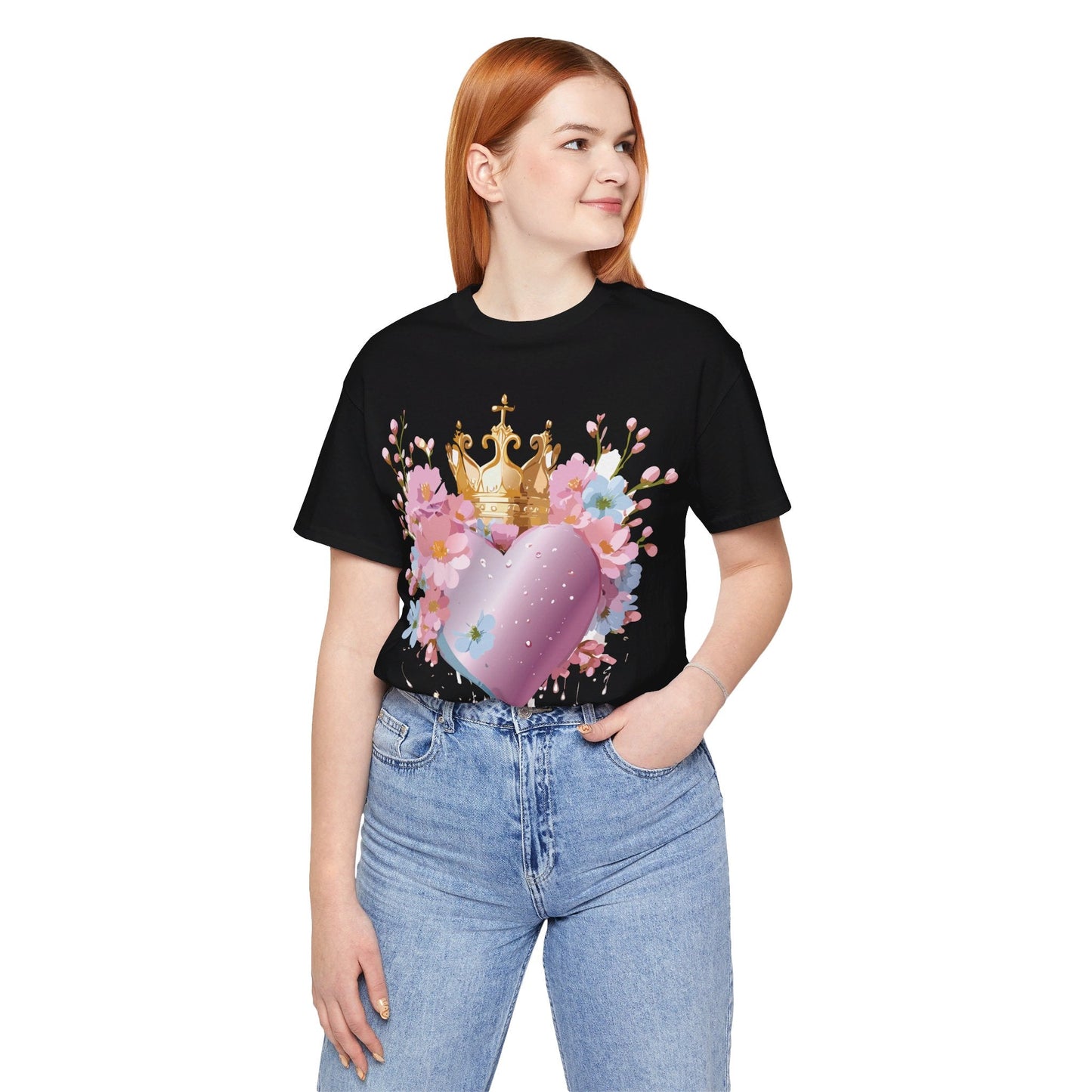 Valentine Day Graphic Unisex 100 Cotton Vintage Artwork with Love and Flower Design Tee 22