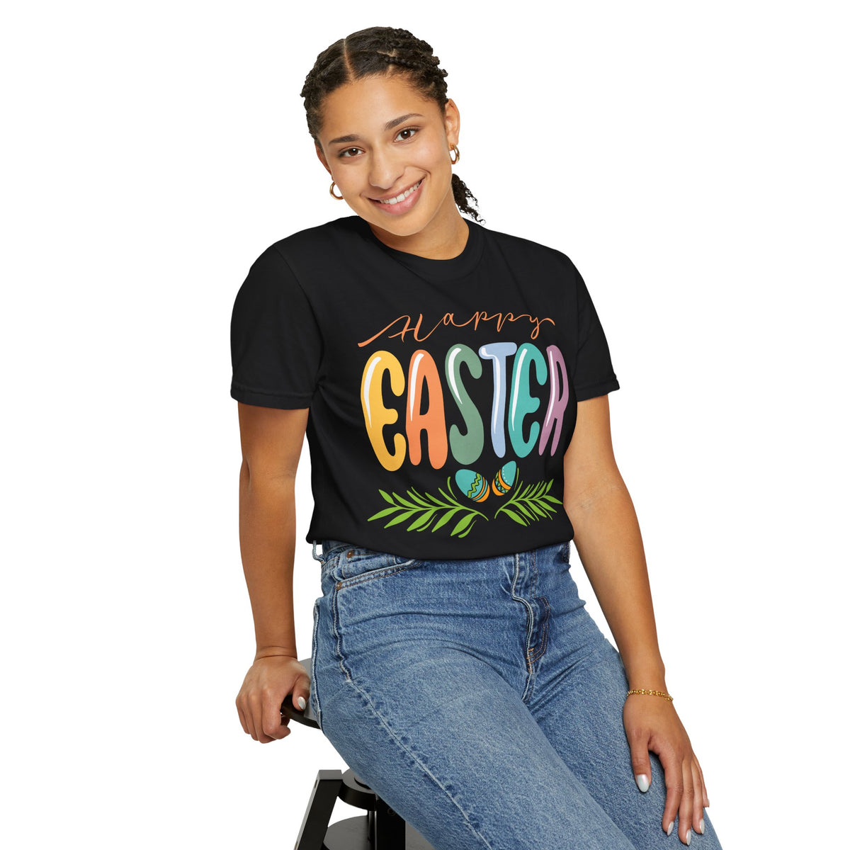 Happy Easter T-Shirt, Tee Shirt with Easter Signature, T Shirt with Easter Prints, Tee Shirt with Easter Design