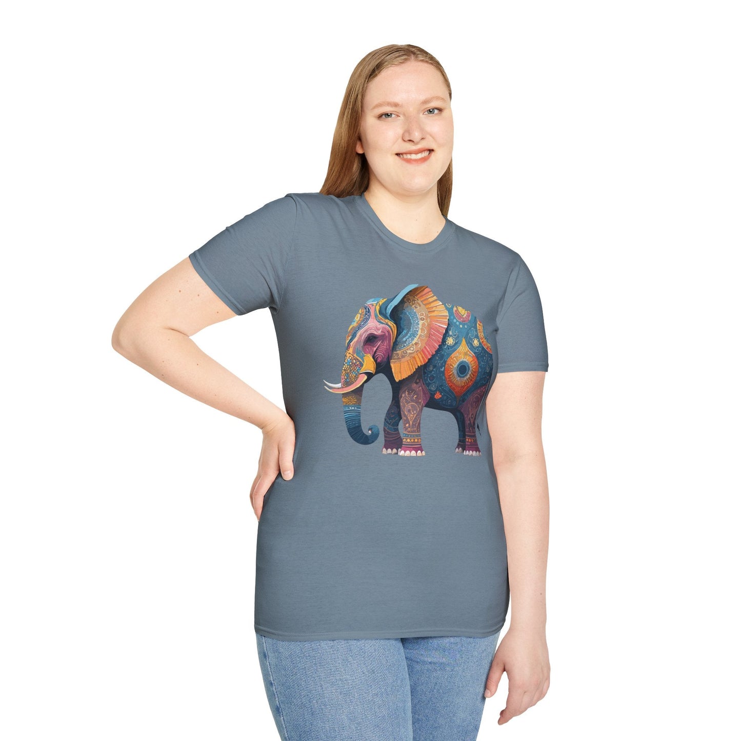 Elephant T Shirt Unisex Gildan Softstyle 64000 Tee With Animal Elephant Graphic Artwork