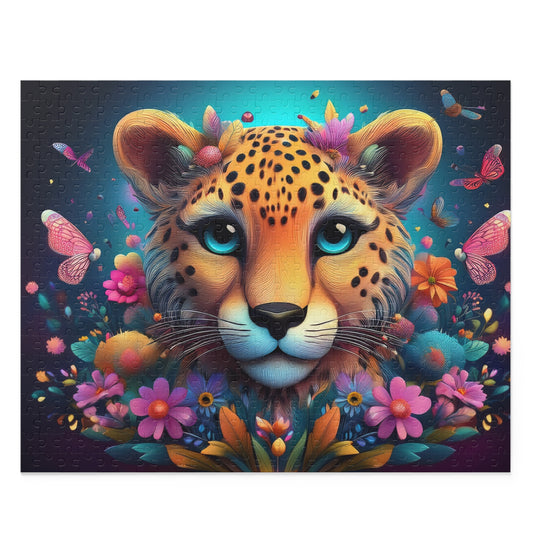 Puzzles-28 Kids Cheetah Puzzle 500-Piece  Floral Cheetah Puzzle 500-Piece, Animals Kids Puzzles Size: 16" x 20",  Ages 9+