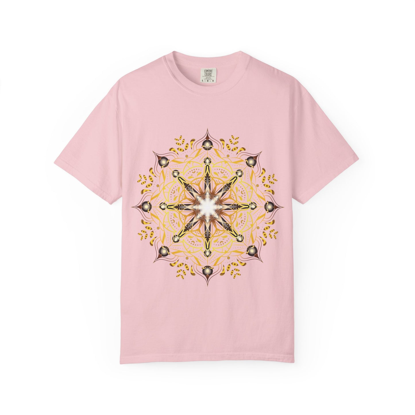 Unisex Garment Dyed Cotton T-Shirt with Mandala Graphic Design