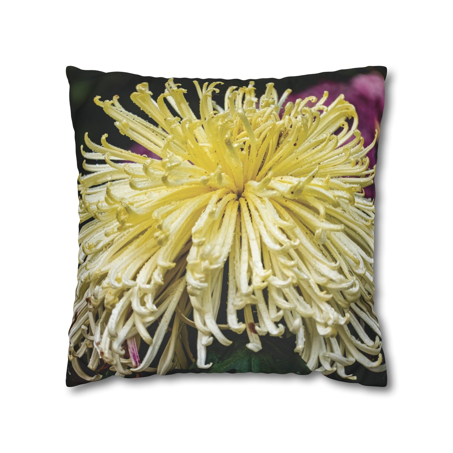 Floral Faux Suede Square Pillowcase