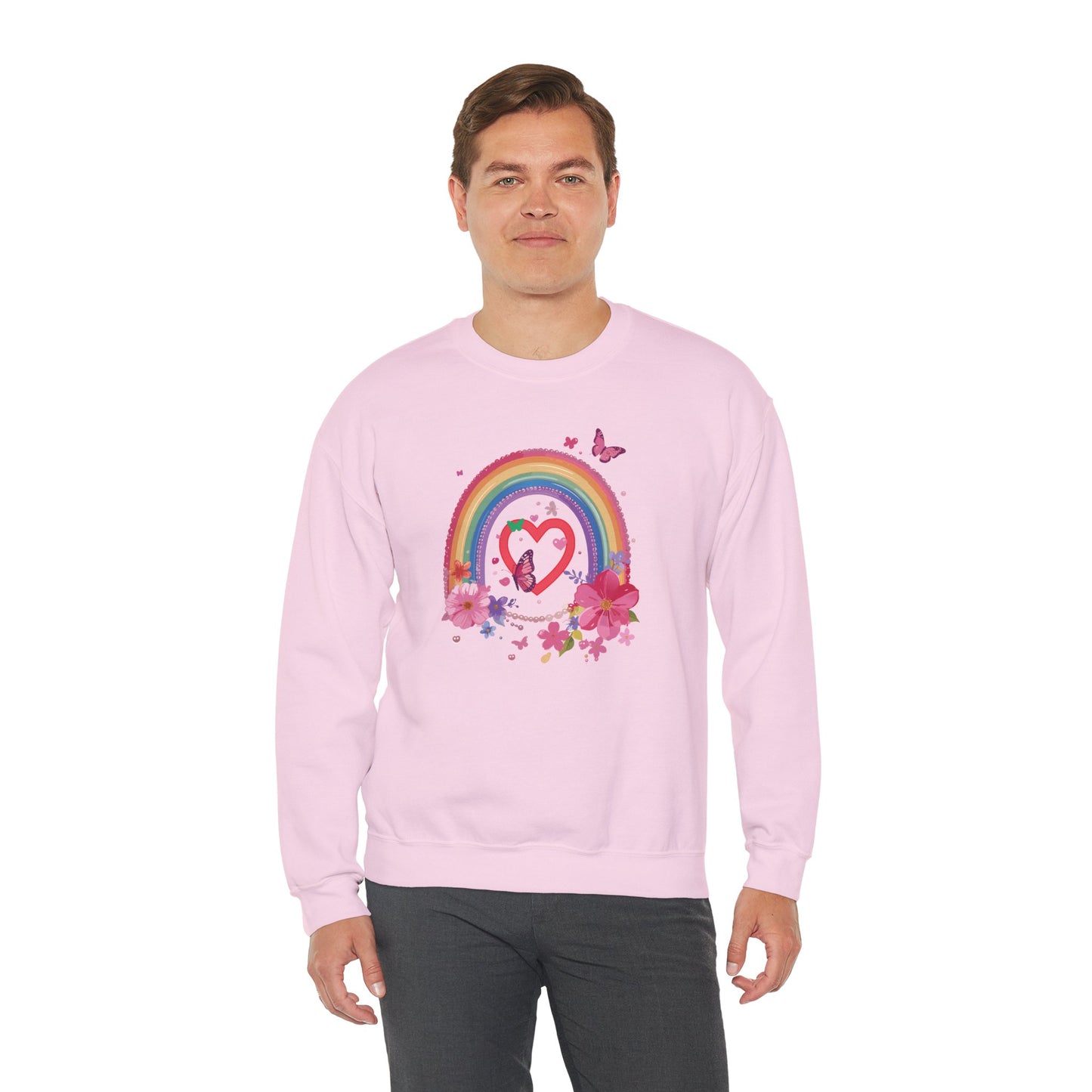 Rainbow Heart Sweatshirt, Floral Heart Sweatshirt, Floral Love Sweatshirt, Valentine's Day Sweatshirt, Rainbow Heart Floral Sweatshirt 112