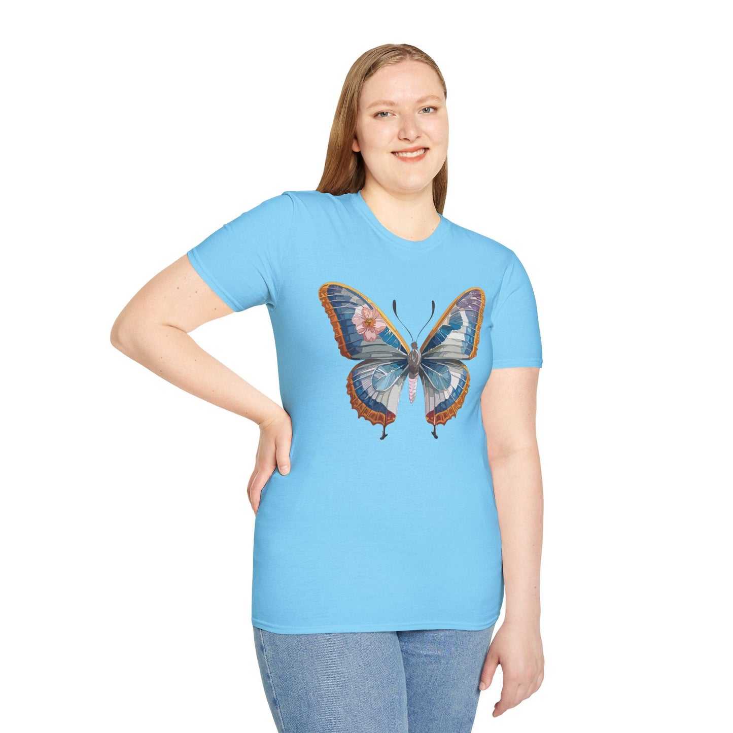Unisex Butterfly Shirt Softstyle Tee 100 Percent Ring Spun Cotton Monarch Print Tee