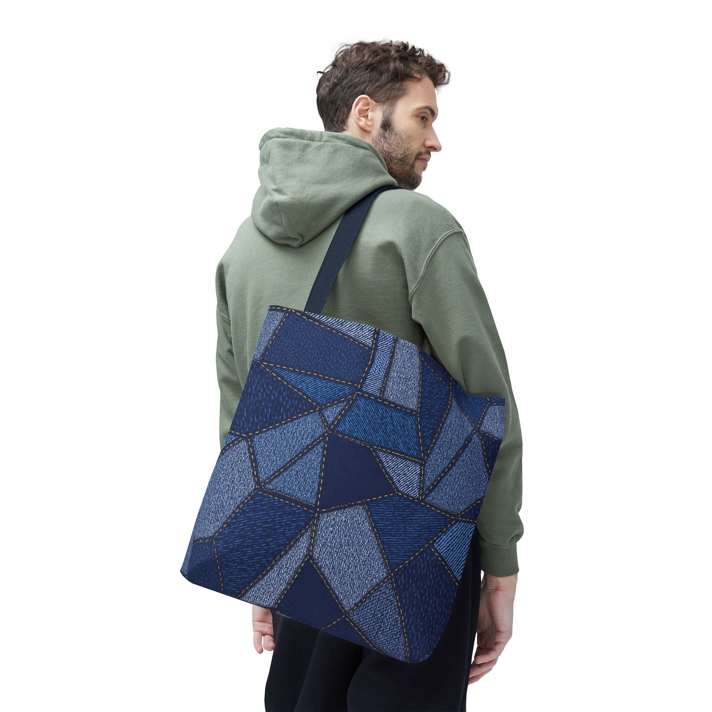 Denim Fabric Imitation Print Unisex Canvas Bag Poly Spun 3 Sizes Tote Bag 104