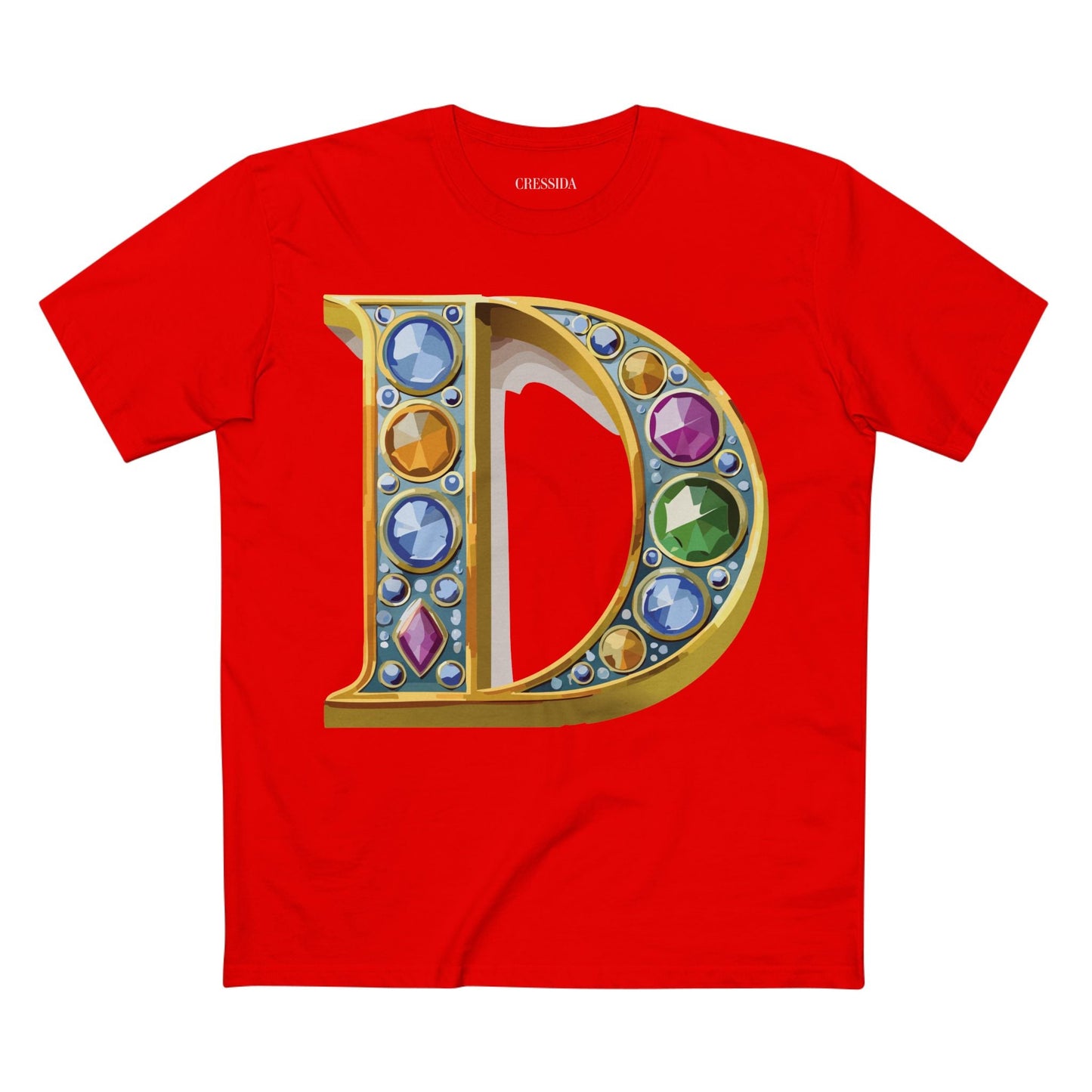 Letter D Graphic Design Tee Unisex 100 Cotton With Antique Gold Letters Artwork T-Shirt