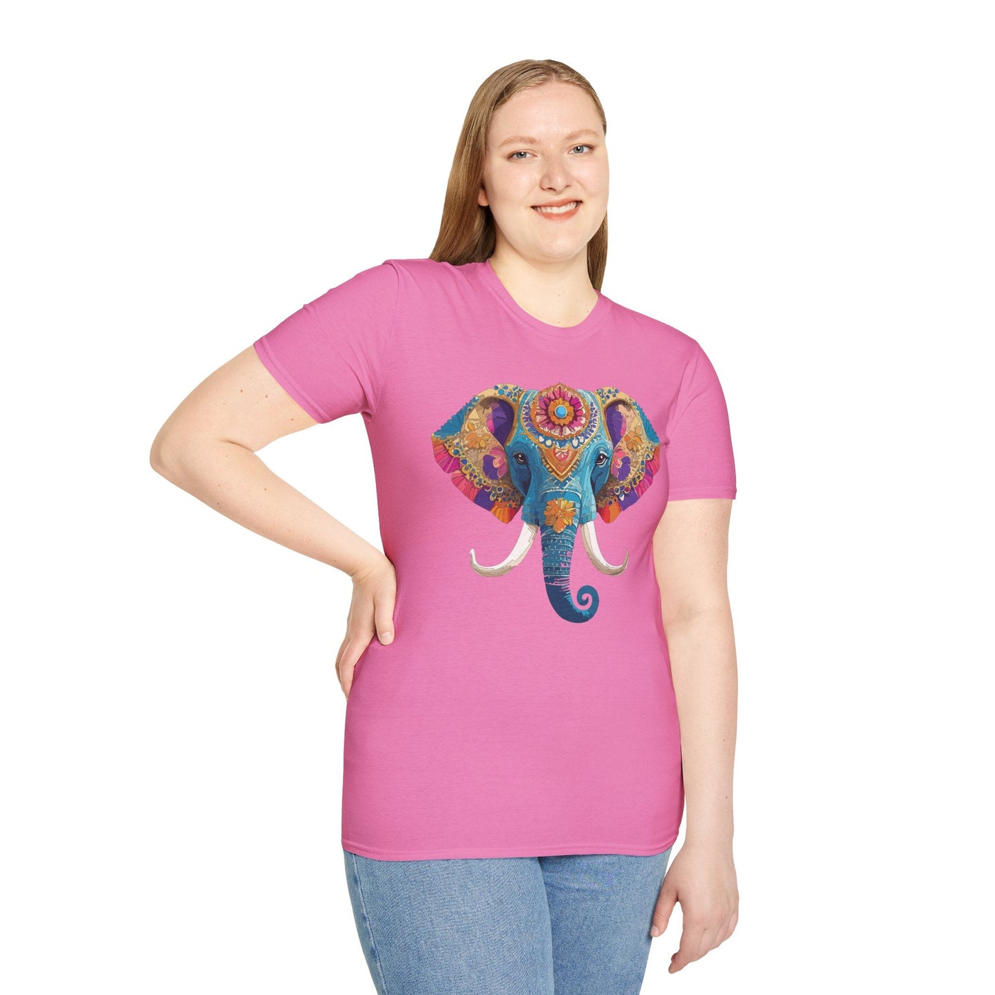 Unisex Elephant Graphic Tee Gildan Softstyle Cotton T Shirt Animal Print Comfortable Wear