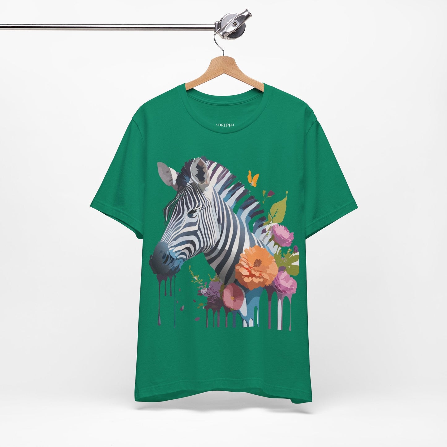 Unisex Zebra Graphic Tee Featuring Adelpha Artwork Vintage Inspired Short Sleeve Shirt