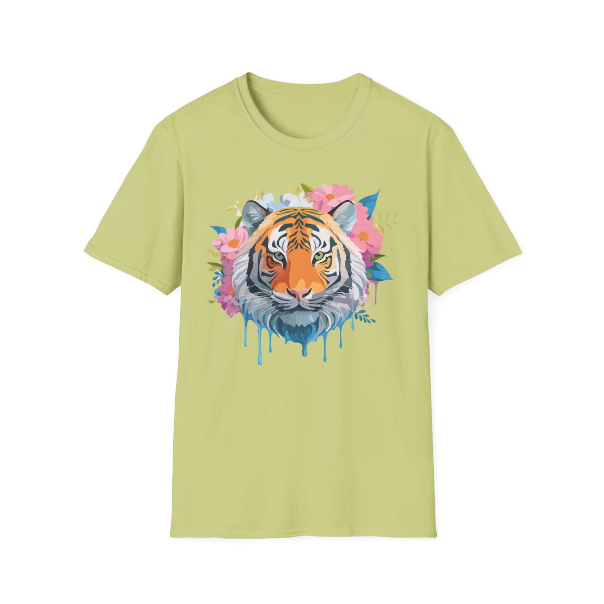Floral Tiger Face T-Shirt | Watercolor Bloom Design
