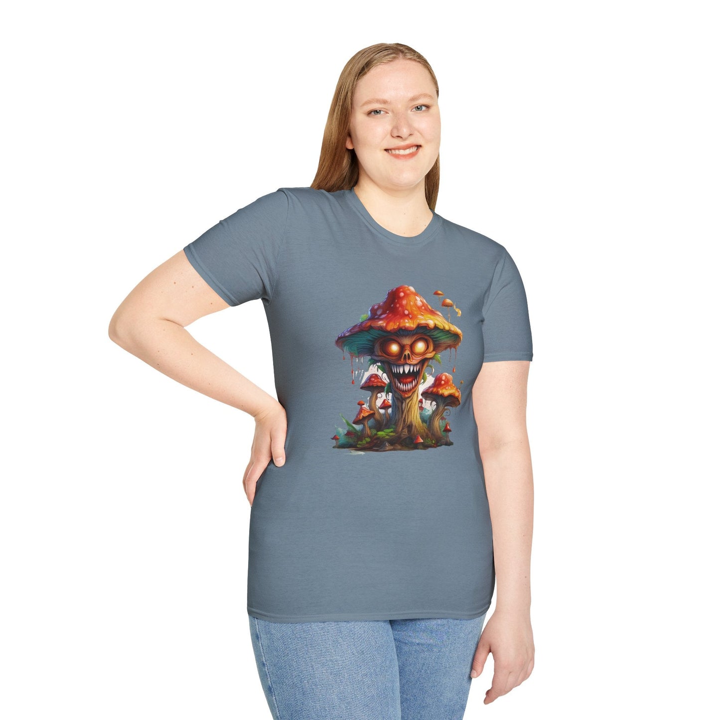 Funny Mashroom Graphic Unisex Softstyle Cotton With Cartoon Illustration Design 4