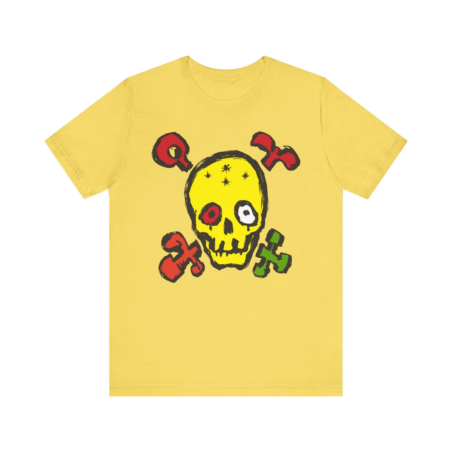 Yellow Skull Graphic Design Tee, Skull Shirt, Vintage Tees, Art Design T-Shirt, Vintage Graphic Tee, Art Shirts with Skulls