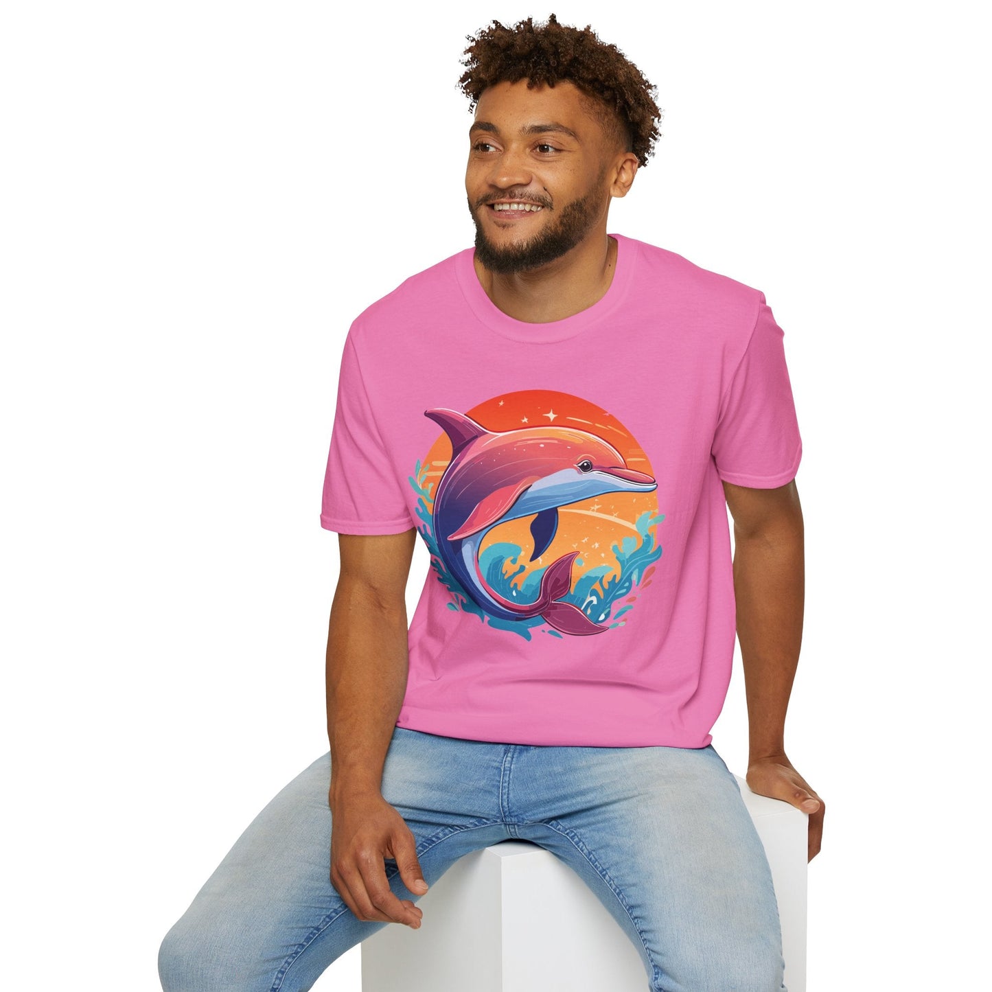 Dolphin Shirt Unisex Tee 100 Percent Ring Spun Cotton Softstyle Gildan 64000 Comfort Fit