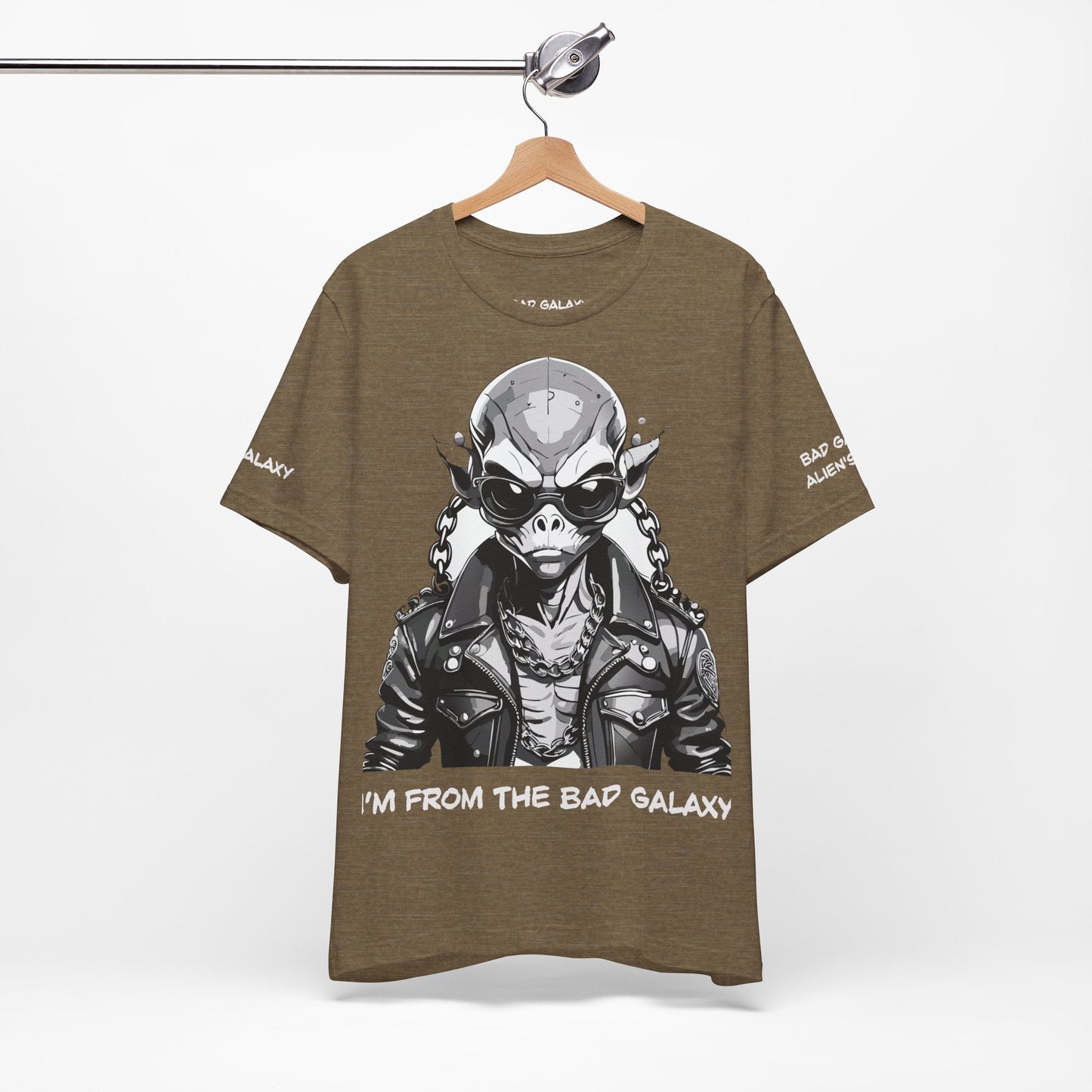 Graphic Cotton T Shirt Unisex Short Sleeve Alien Artwork By Bad Galaxy Premium Everyday Wear