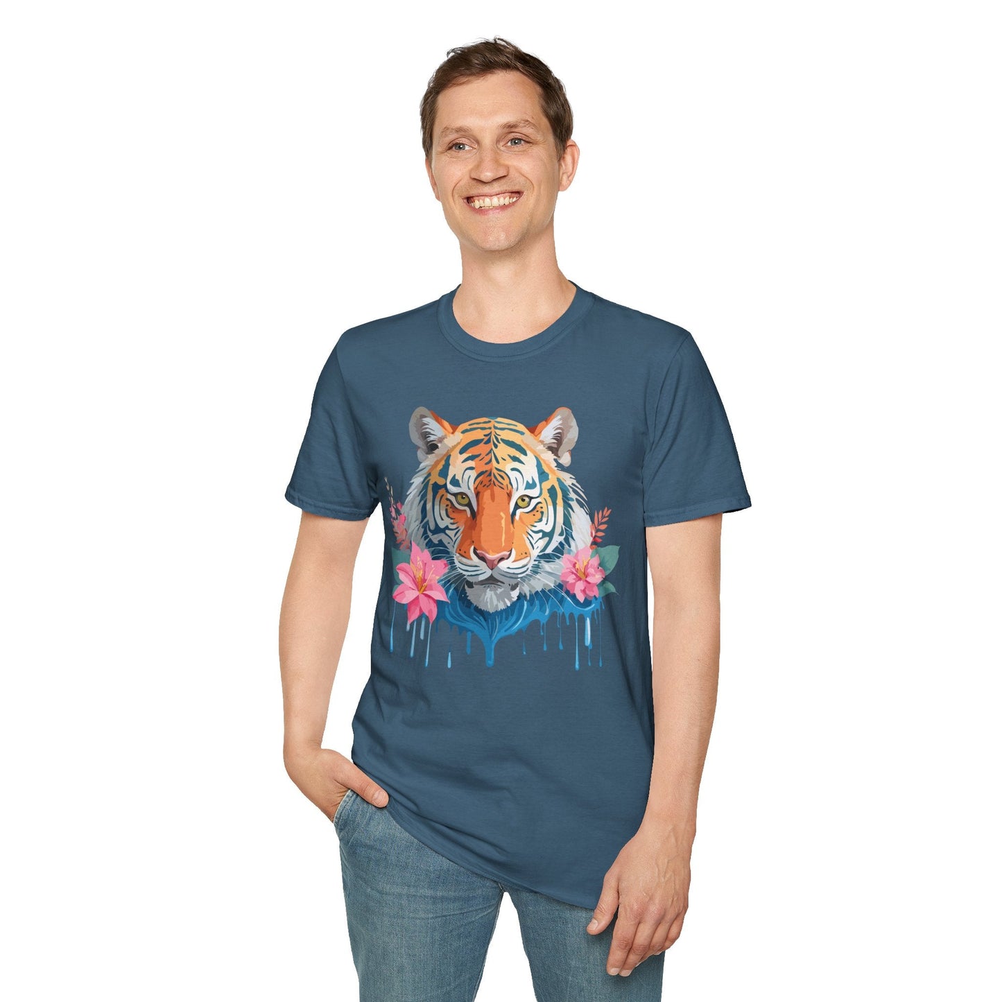 Tiger Unisex Softstyle T Shirt 100 Percent Cotton Gildan 64000 Animal Tee