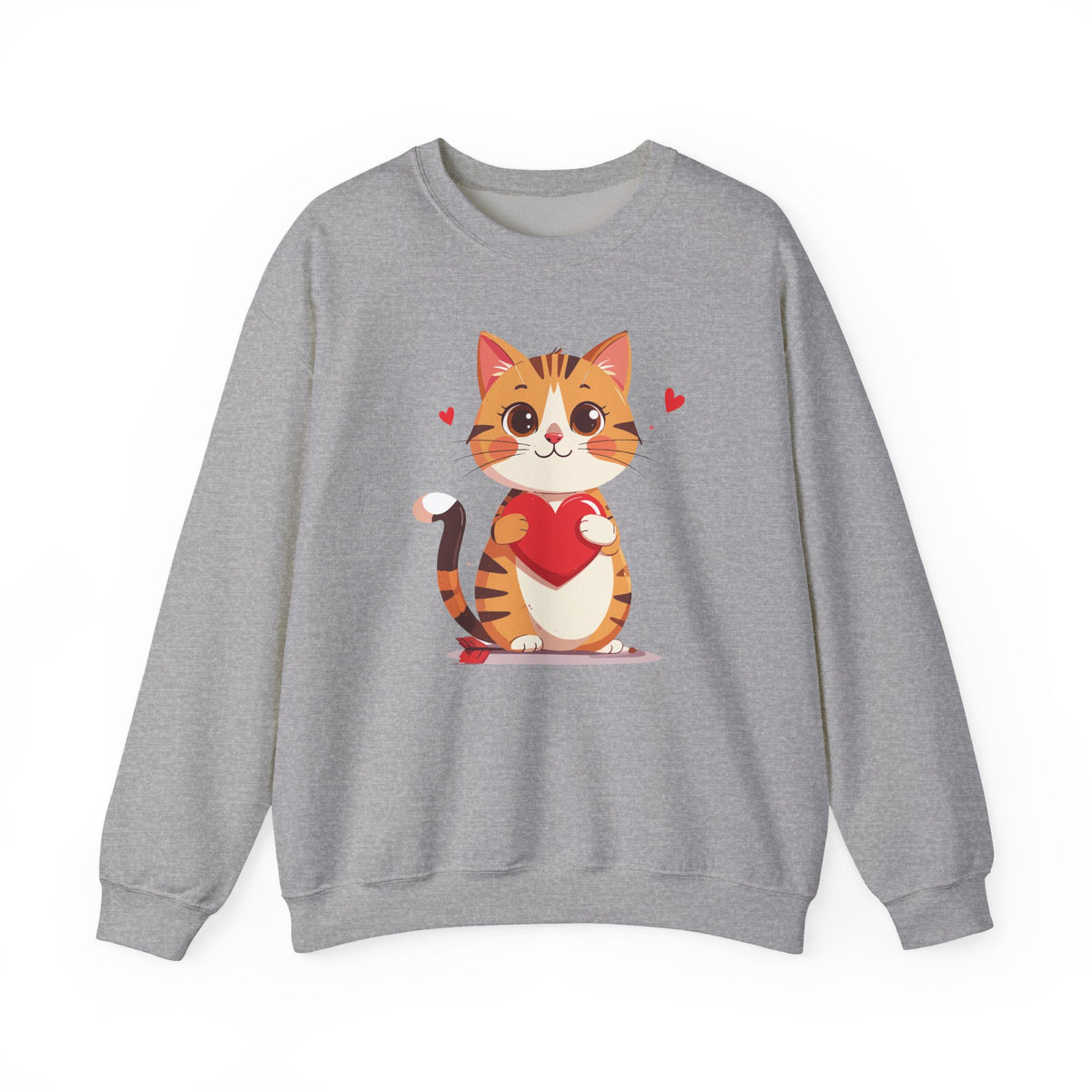 Cat Heart Sweatshirt, Heart Sweatshirt, Cat Sweatshirt, Valentine's Day Sweatshirt, 50/50 Cotton-Poly Animal Sweatshirt 103