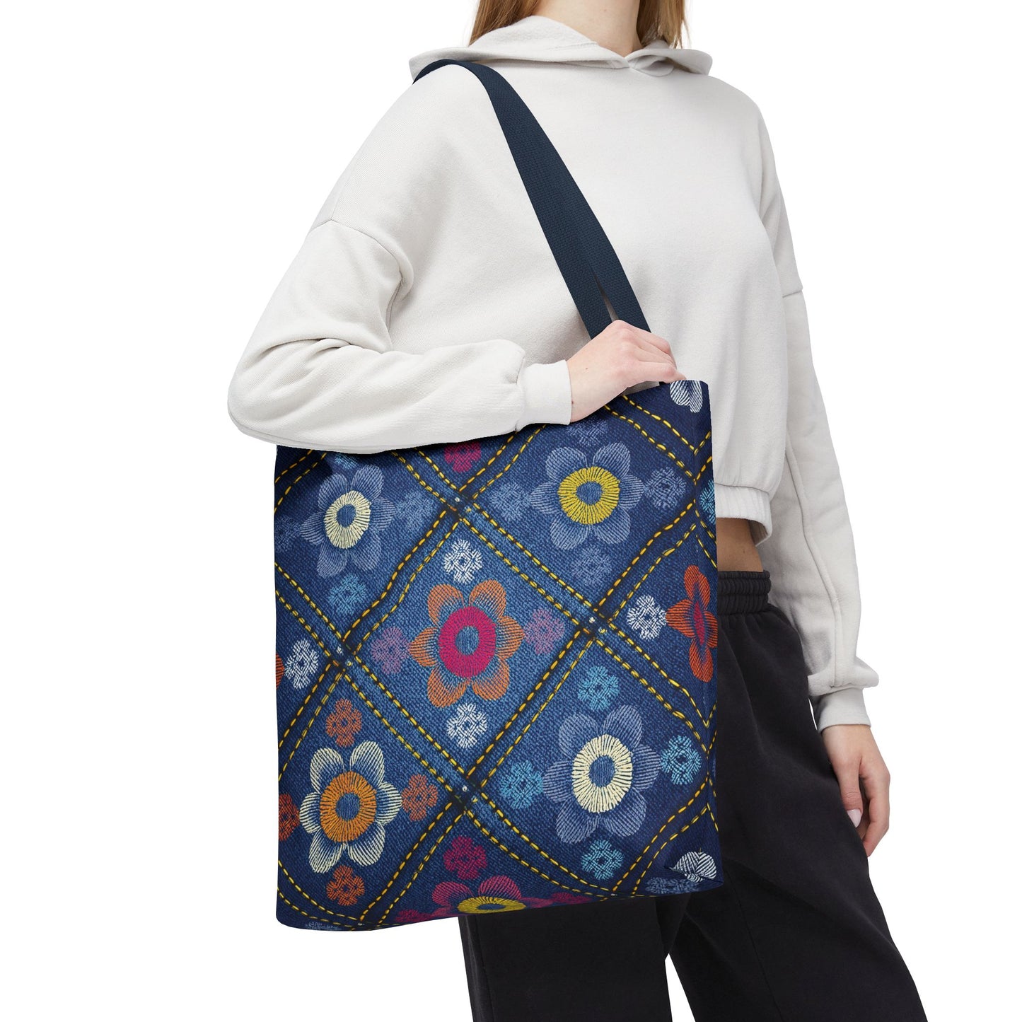 Denim Fabric Imitation Print Unisex Canvas Bag Poly Spun 3 Sizes Tote Bag 130