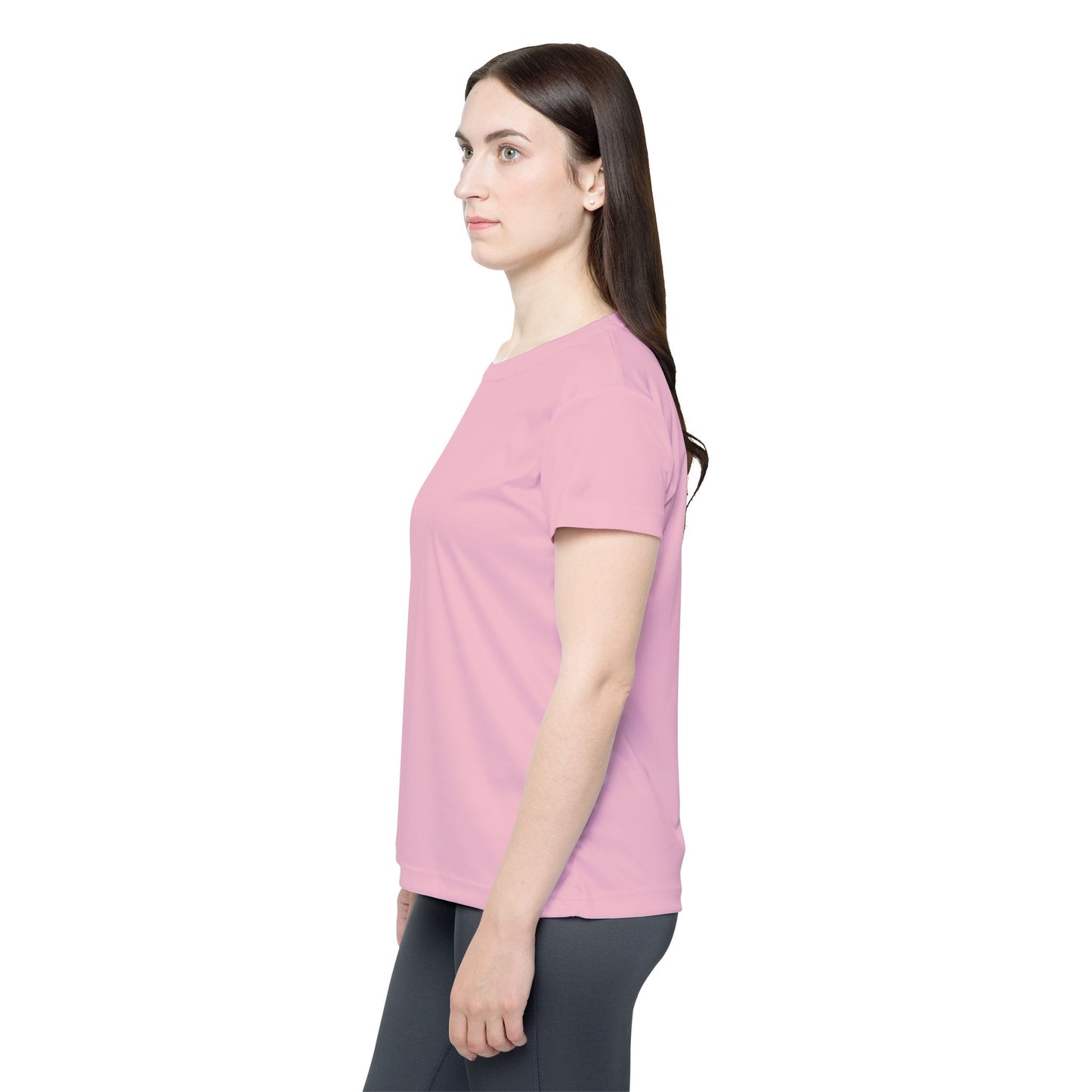 Soft Blossom Women's Sports Jersey Short Sleeves 100% Poly Solid Pink Color Print Athletic Tee