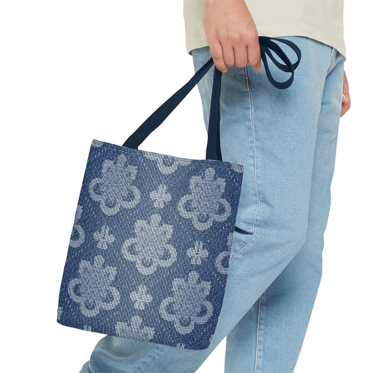 Denim Fabric Imitation Print Unisex Canvas Bag Poly Spun 3 Sizes Tote Bag 108