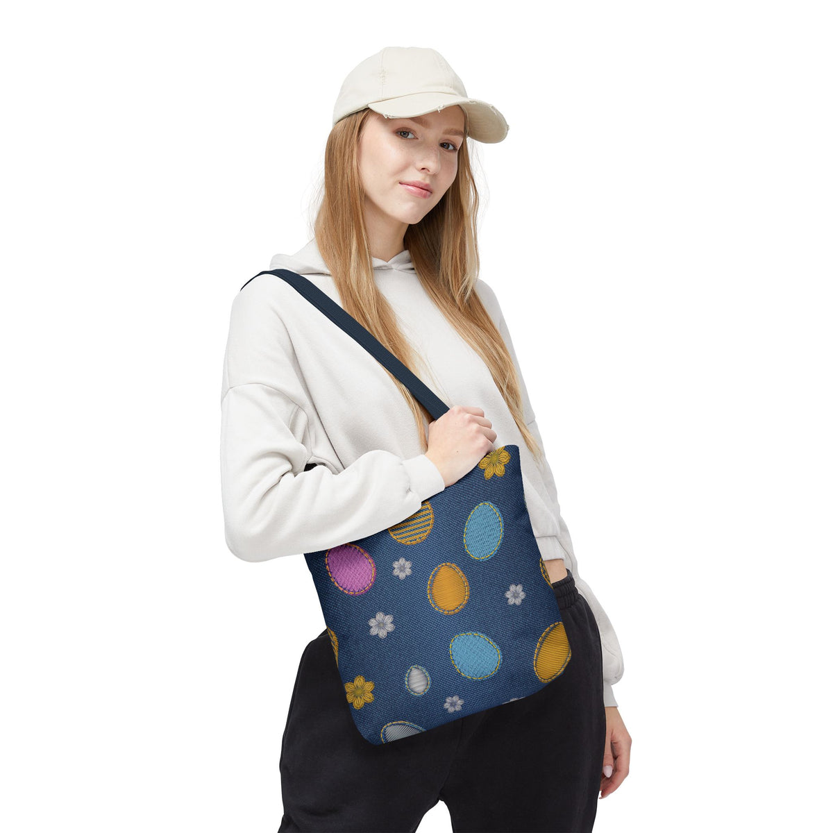 Easter Graphic Design Denim Fabric Imitation Print Unisex Canvas Bag Poly Spun 3 Sizes Tote Bag 204-14