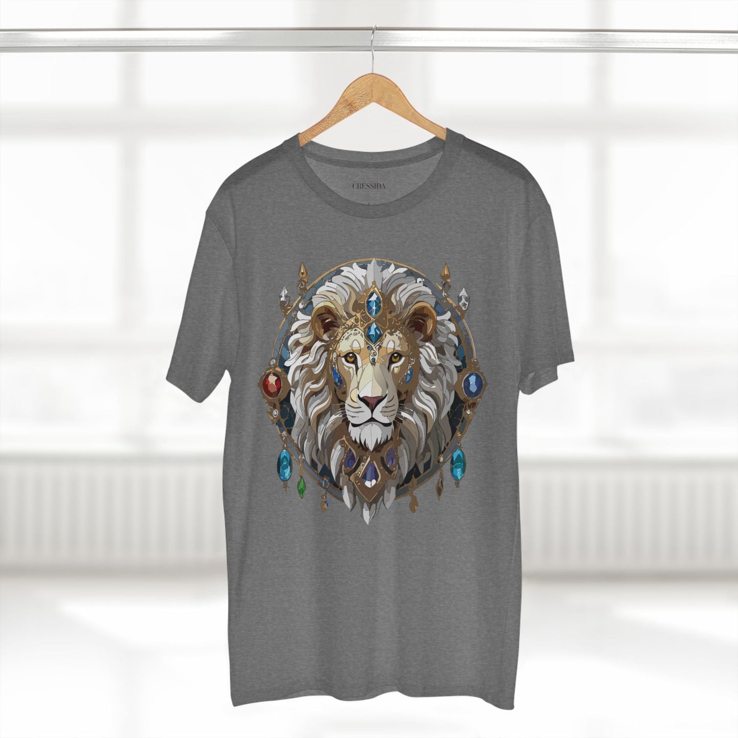 Lion Graphic Unisex 100 Cotton Tee With Unique Animal Golden Medallion Art Design 57