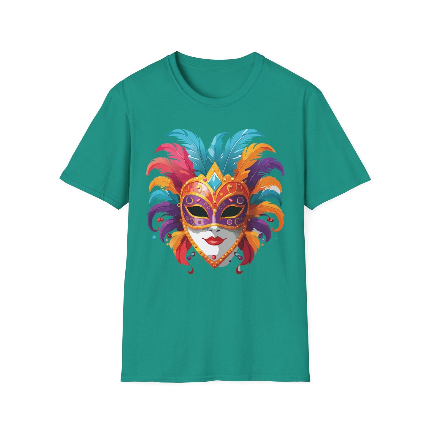 Unisex Gildan Softstyle Mask Tee Shirt With Art Design Casual Everyday Wear Masquerade Tee