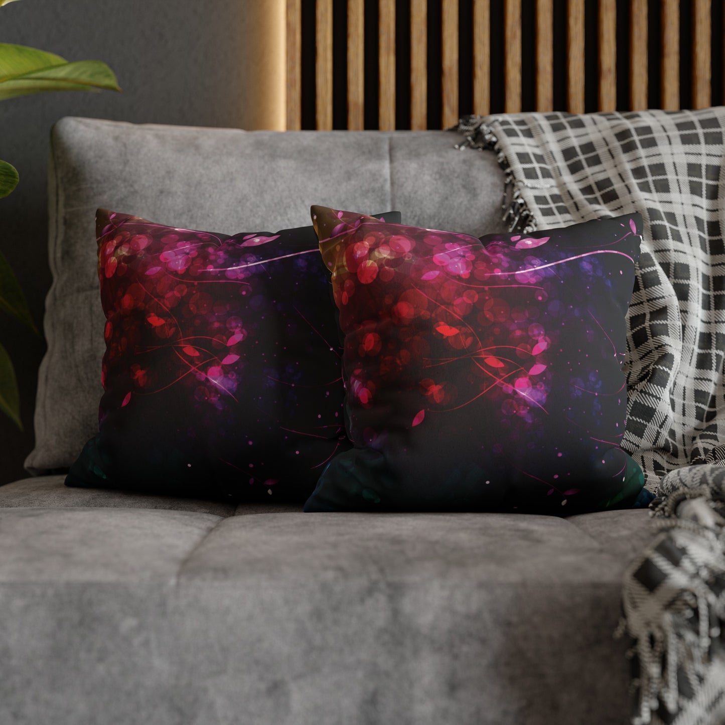 Faux Suede Pillowcase with Abstract print