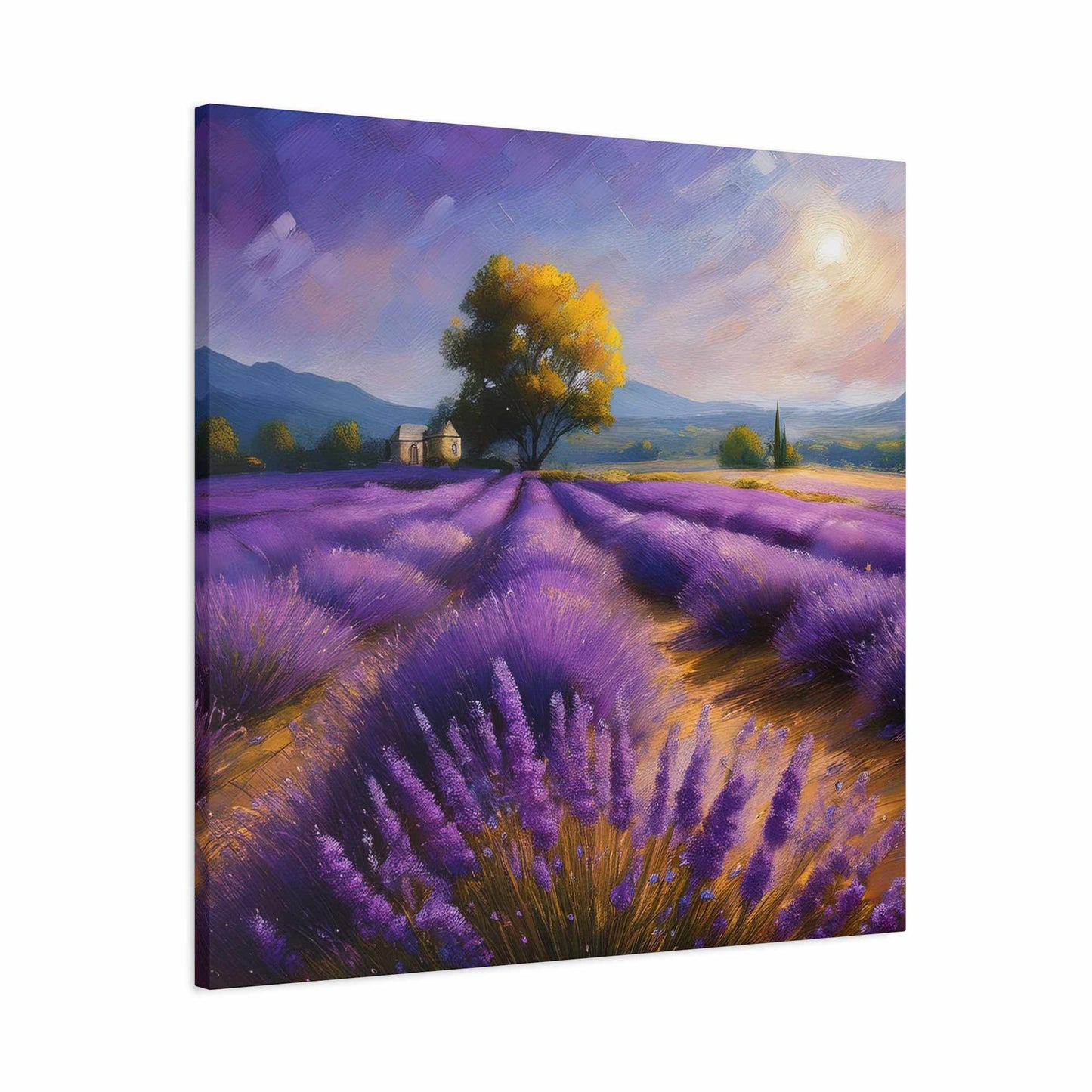 Lavender Landscape Print Canvas, Landscape Oil Paint Print 20x20, 24x24, 30x30, 32x32, 36x36 Art Design Print Non-Frame MC-35