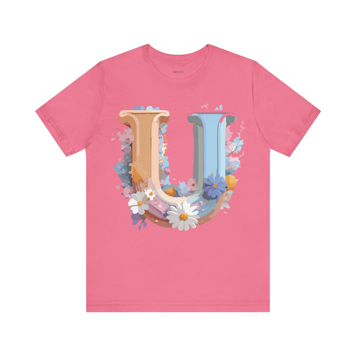 Letter U Graphic Unisex Cotton Bella+Canvas Tee with Art Letter Design