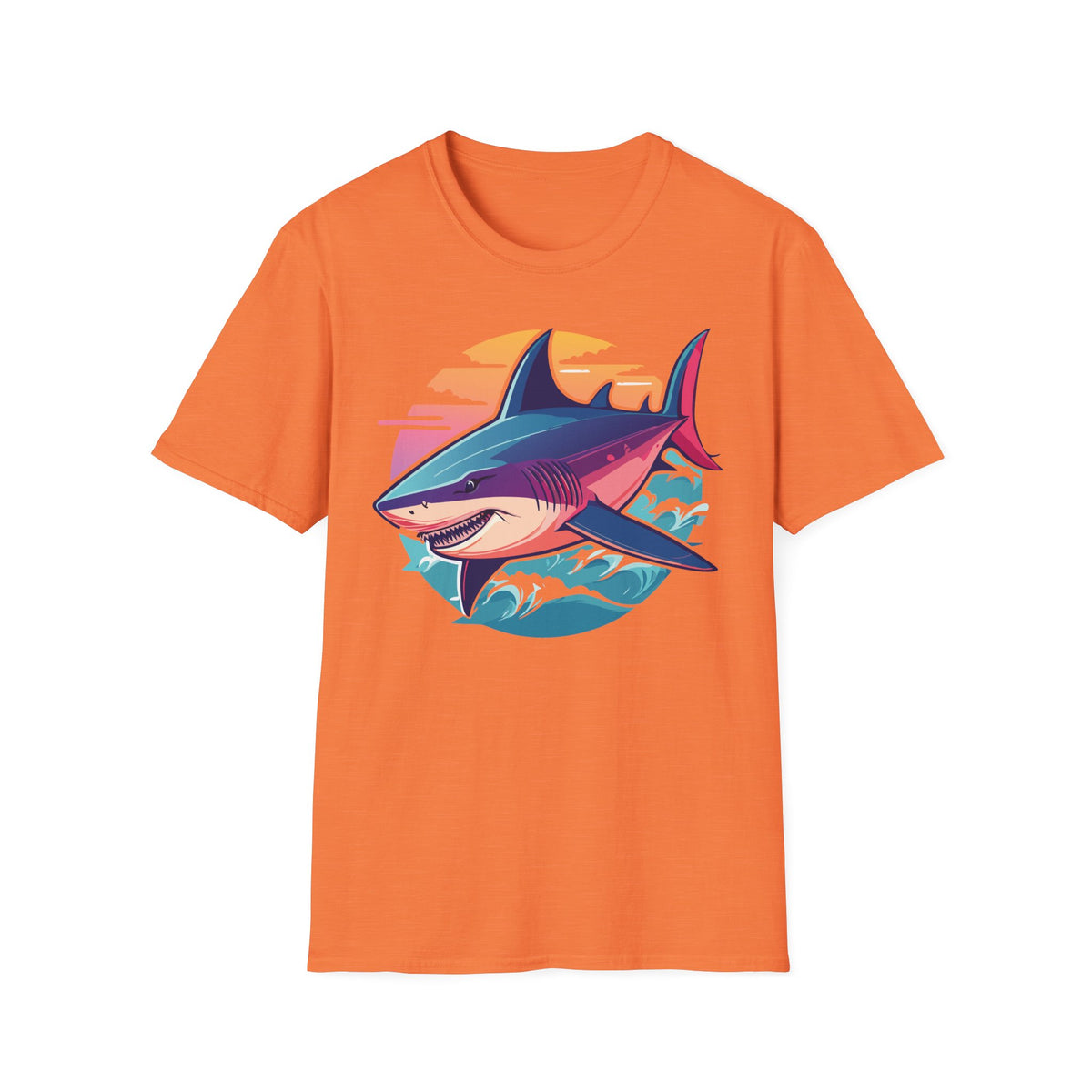 Sunset Shark Illustration T-Shirt | Retro Ocean Wave Tee