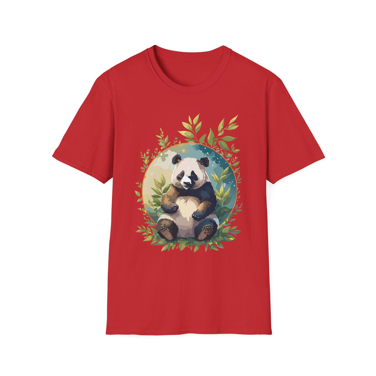 Panda with Leaves T-Shirt | Cute Panda Illustration Tee