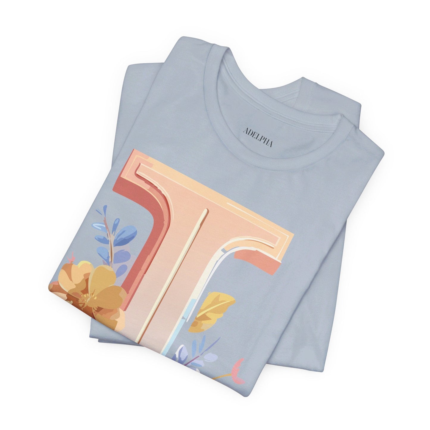 Vintage Inspired Letter I Shirt Unisex Graphic Tee Short Sleeve by Adelpha Premium