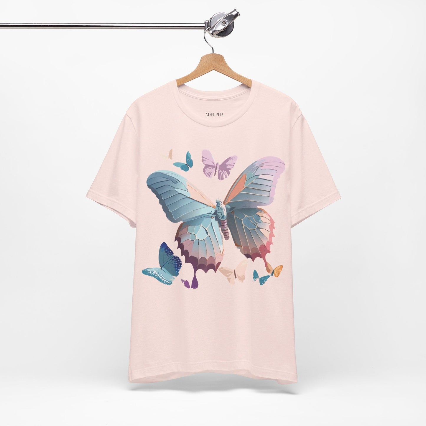 Butterfly Graphic Short Sleeve Tee Unisex Vintage Art Shirt By Adelpha
