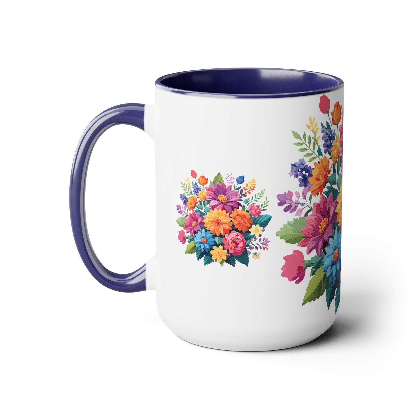 Tazas de café de dos tonos con flores