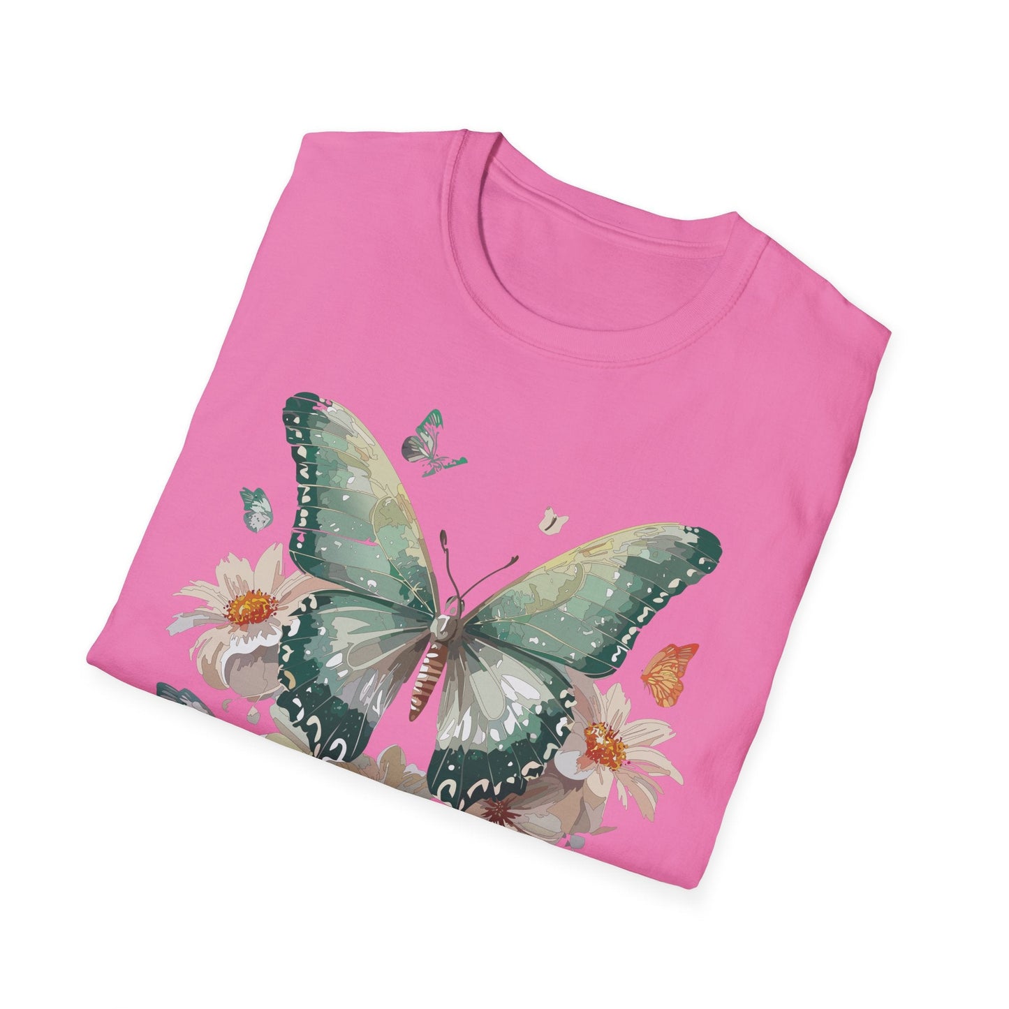 Butterfly T Shirt Unisex Softstyle Tee 100 Percent Ring Spun Cotton Monarch Design Premium Comfort